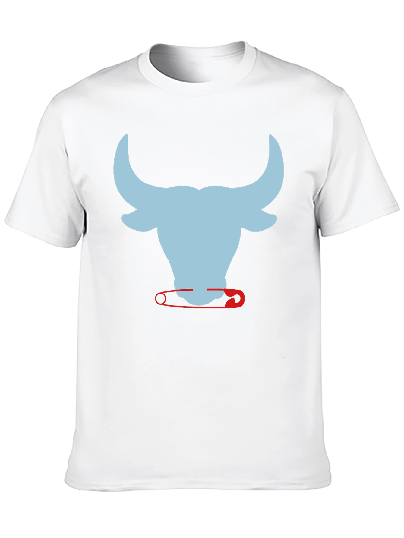 Bull & Safety Pin Graphic T-Shirt - Modern Style