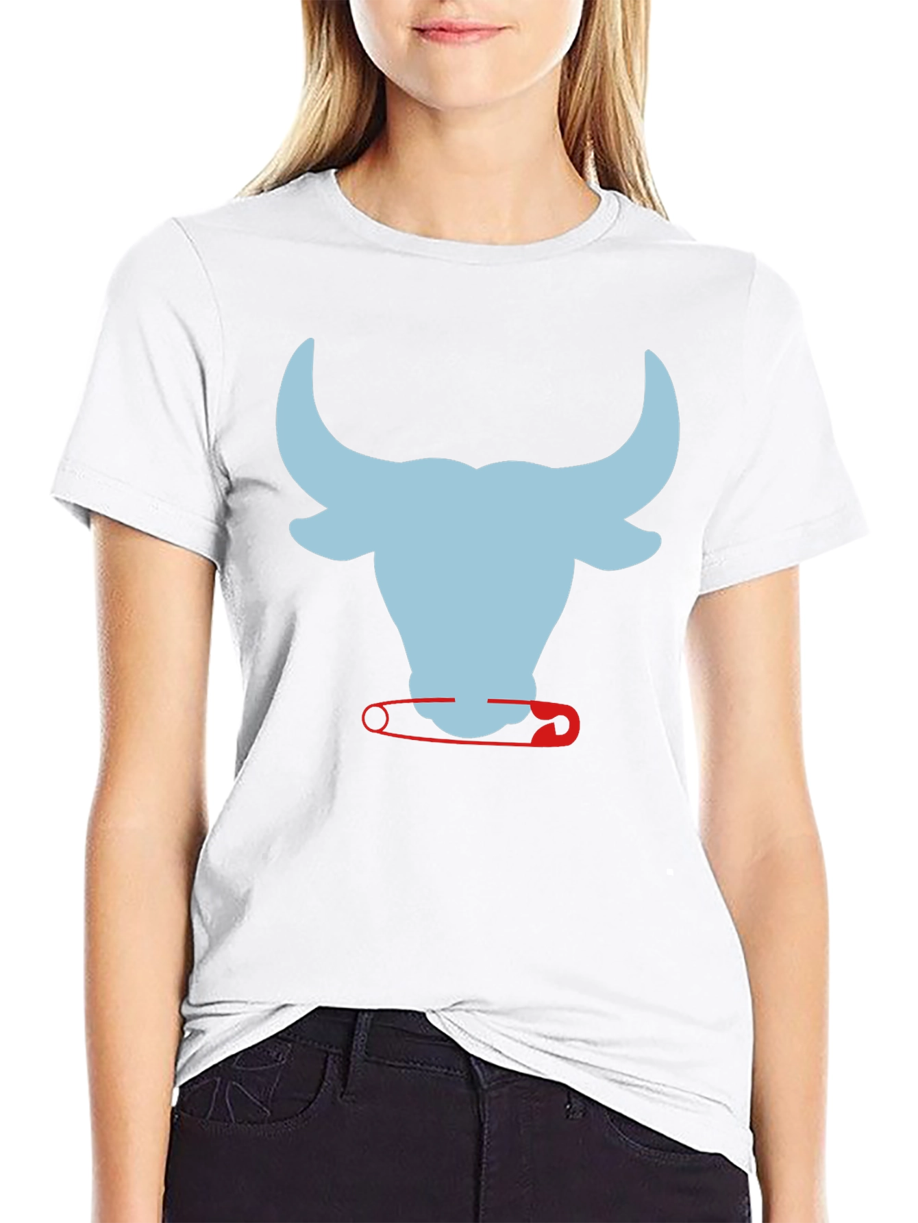 Bull & Safety Pin Graphic T-Shirt - Modern Style