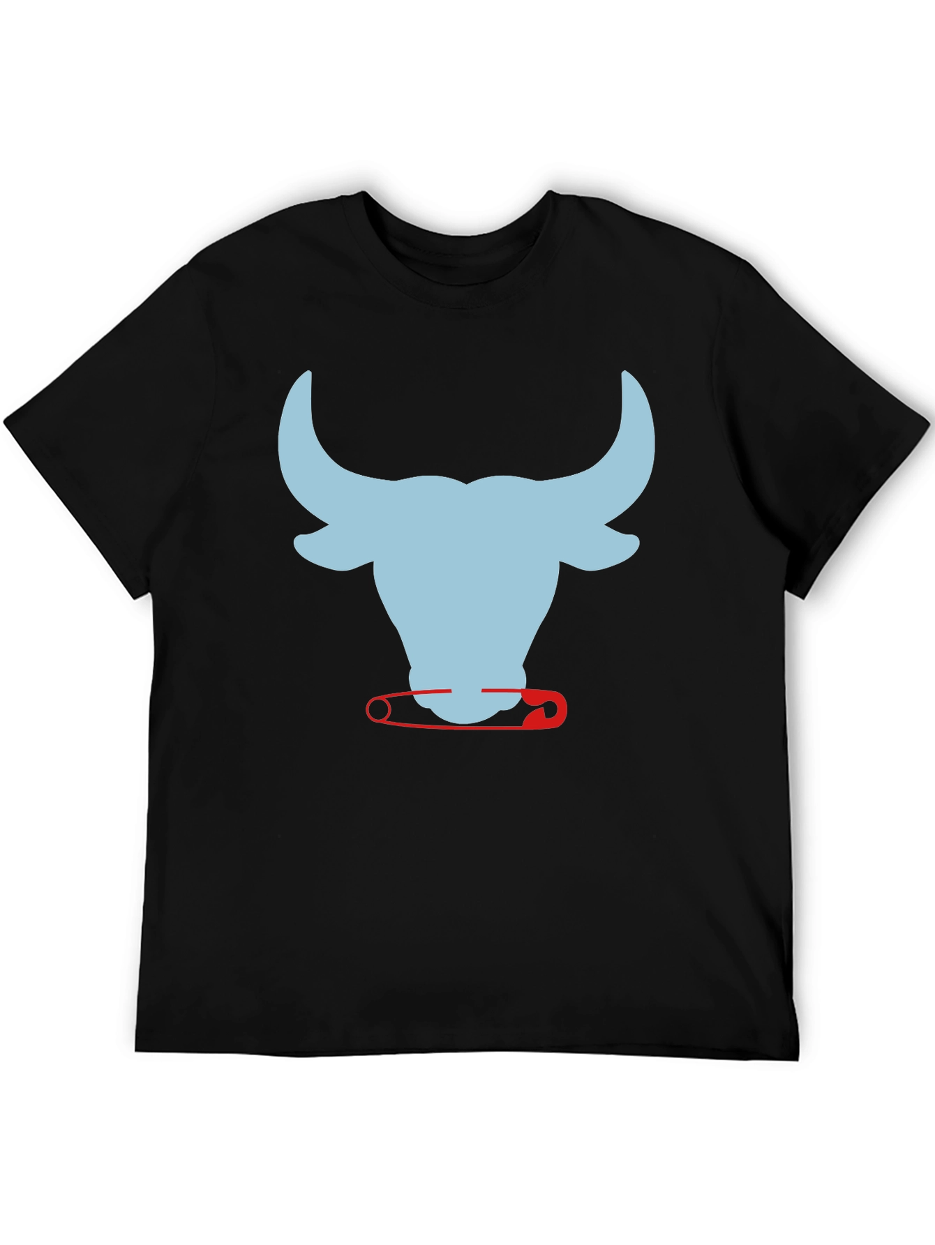Bull & Safety Pin Graphic T-Shirt - Modern Style