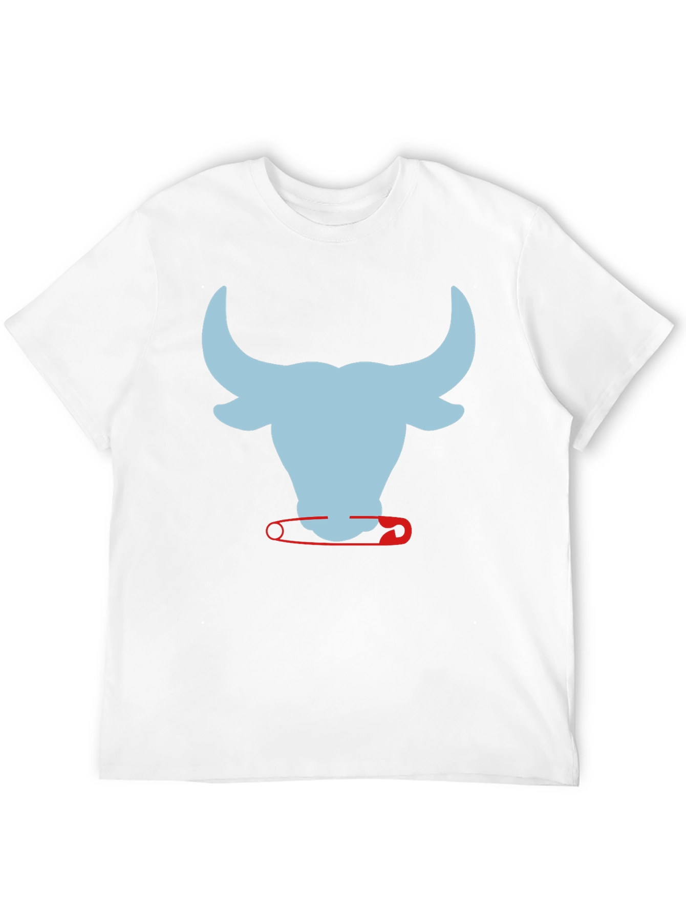 Bull & Safety Pin Graphic T-Shirt - Modern Style