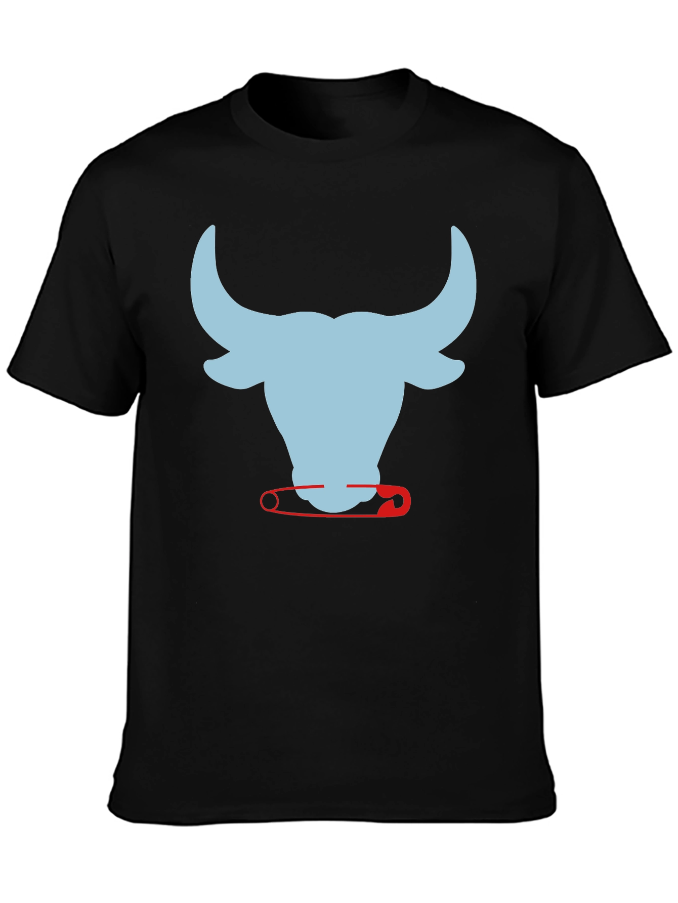 Bull & Safety Pin Graphic T-Shirt - Modern Style