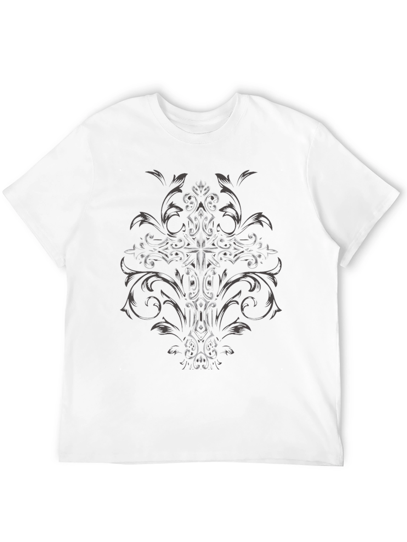 Ornate Cross Graphic Black T-Shirt
