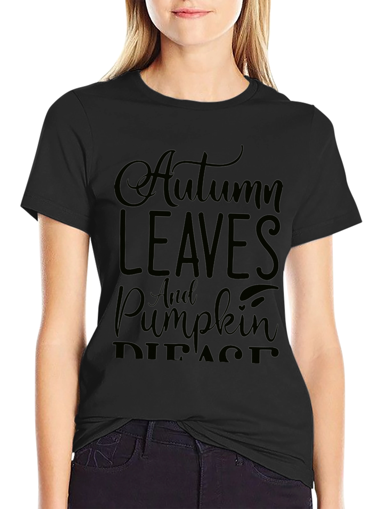 Autumn Leaves & Pumpkin Spice Black Graphic Tee