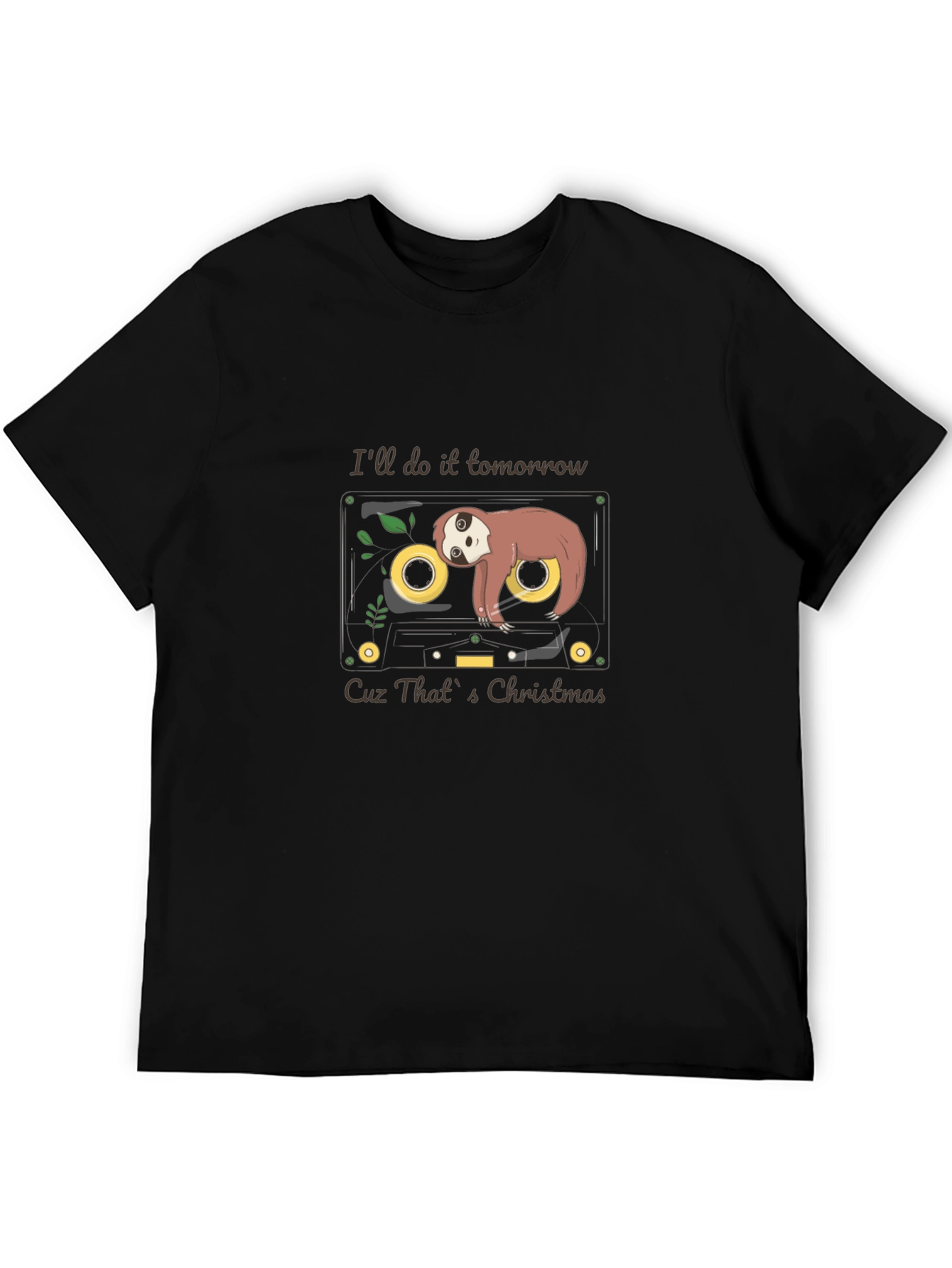 Funny Sloth Cassette Tape Christmas Graphic Tee