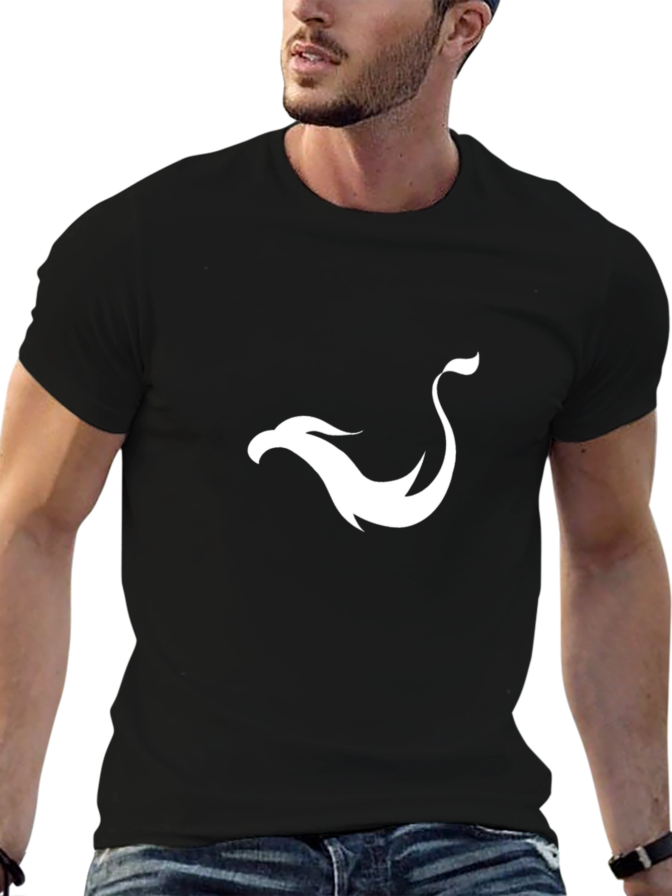 Black T-Shirt with White Phoenix Design