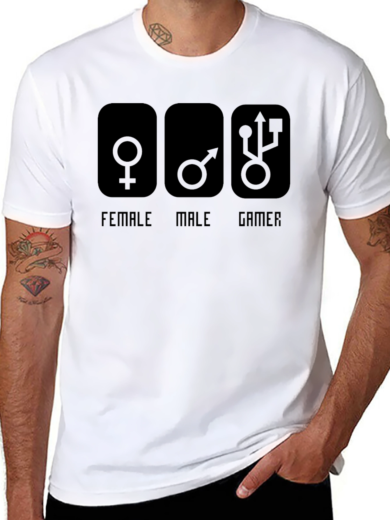 Gamer T-Shirt - Male Female Gamer Design - Black