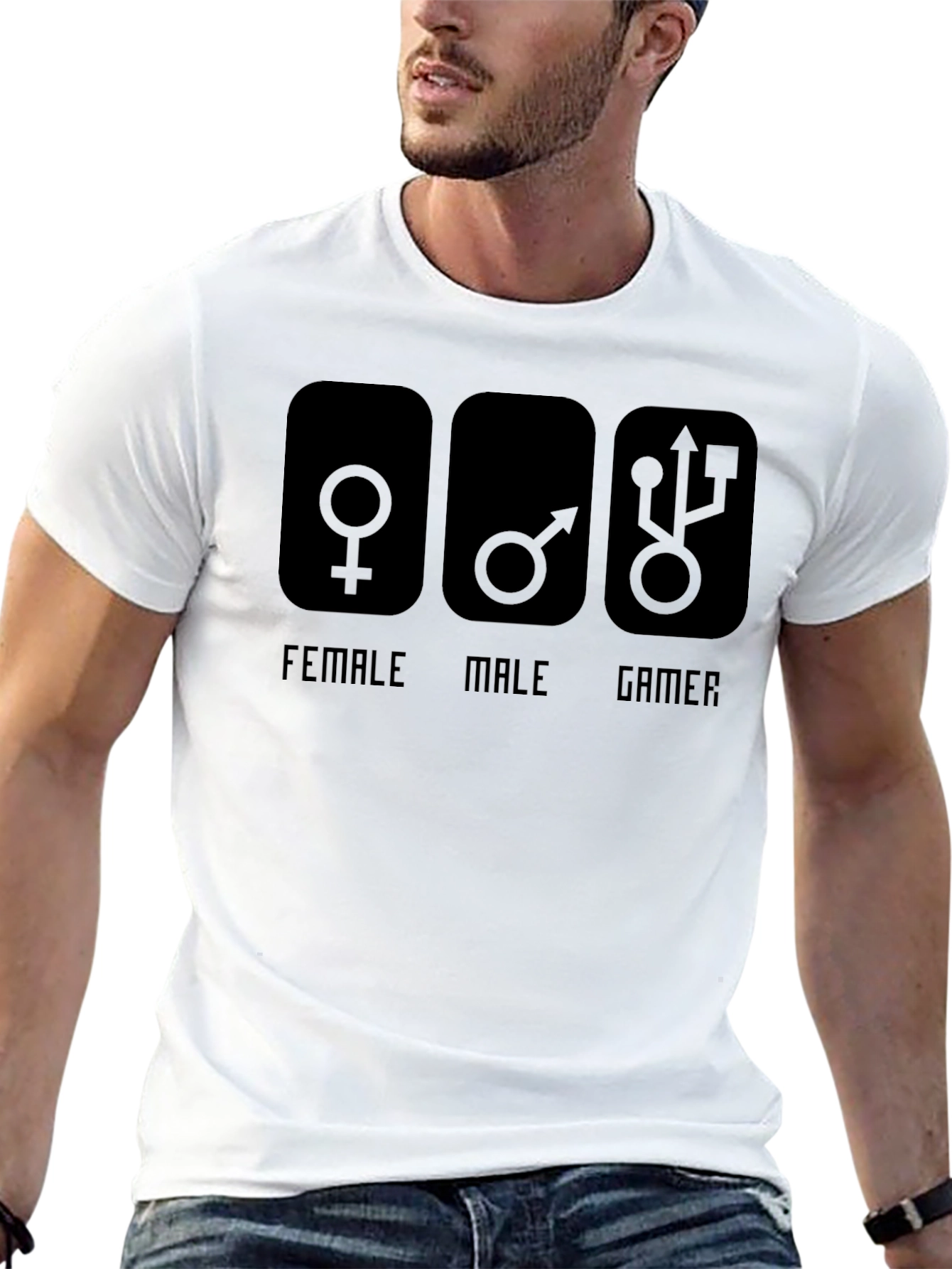 Gamer T-Shirt - Male Female Gamer Design - Black