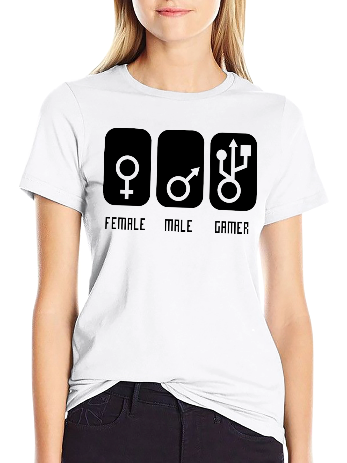 Gamer T-Shirt - Male Female Gamer Design - Black