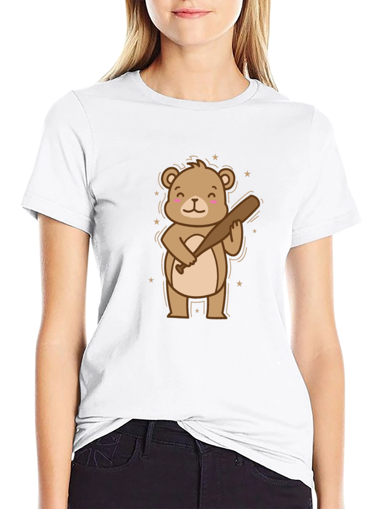 Bear With Bat T-Shirt - Graphic Tee