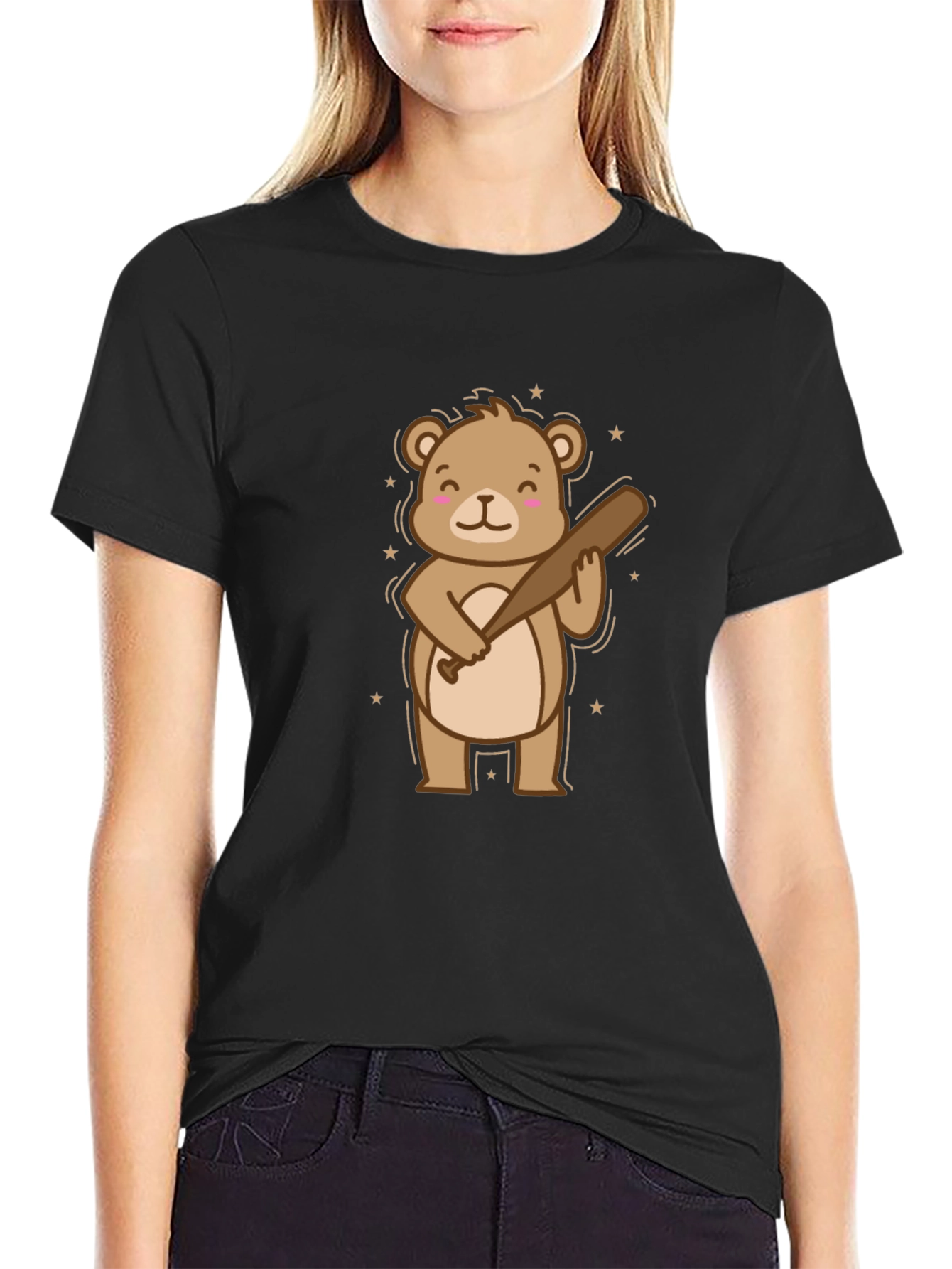 Bear With Bat T-Shirt - Graphic Tee