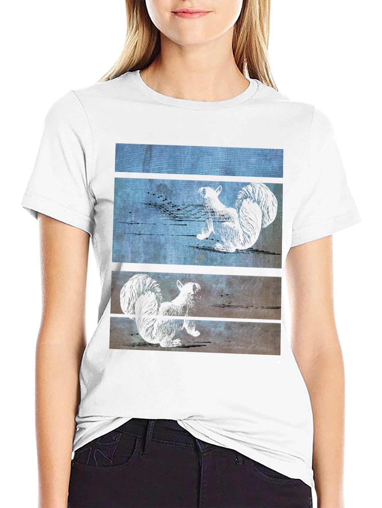 Squirrel Wood Panel Graphic Tee - Black