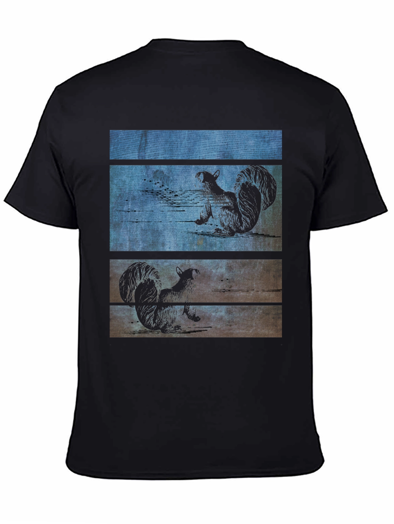 Squirrel Wood Panel Graphic Tee - Black