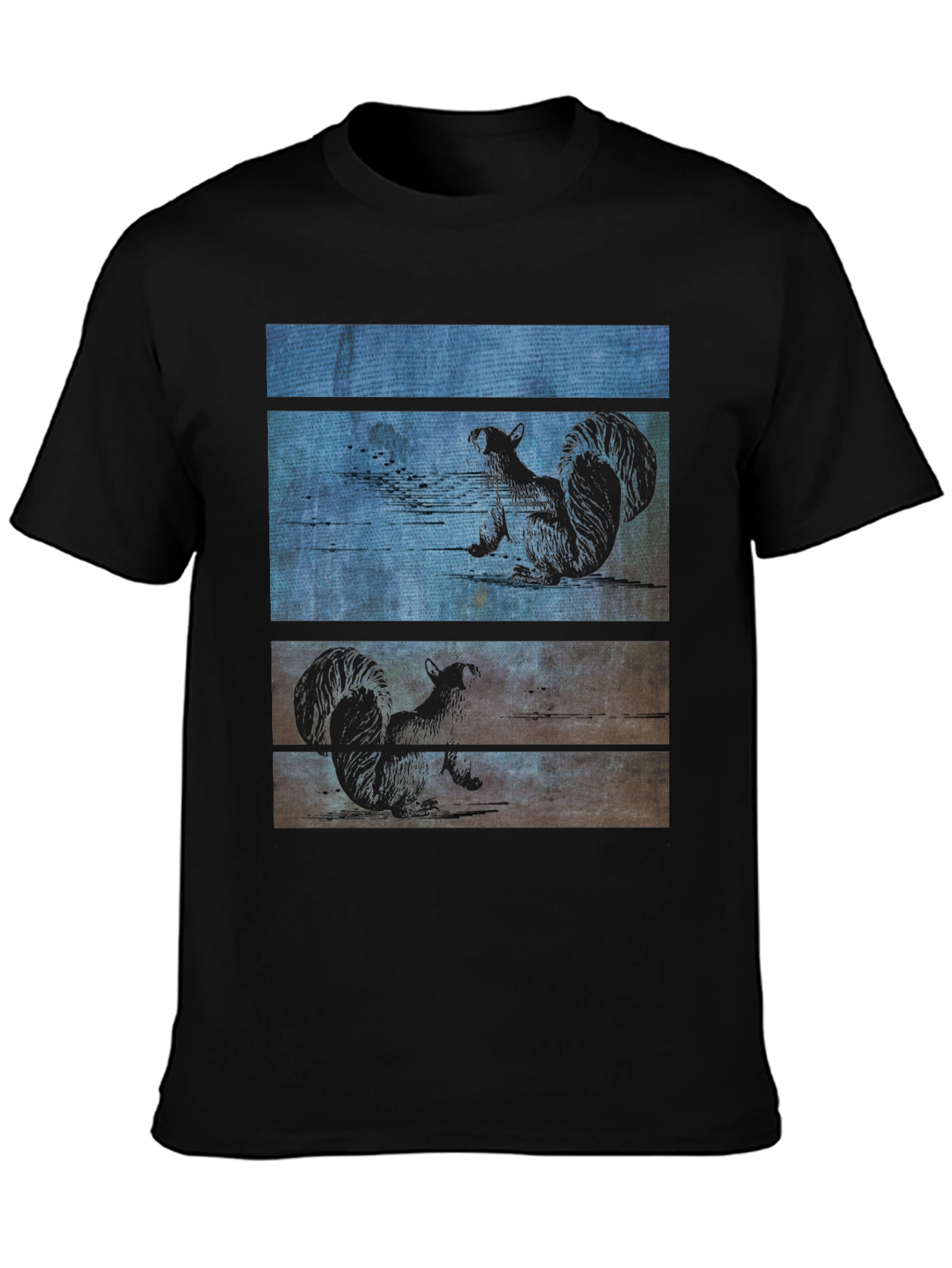 Squirrel Wood Panel Graphic Tee - Black
