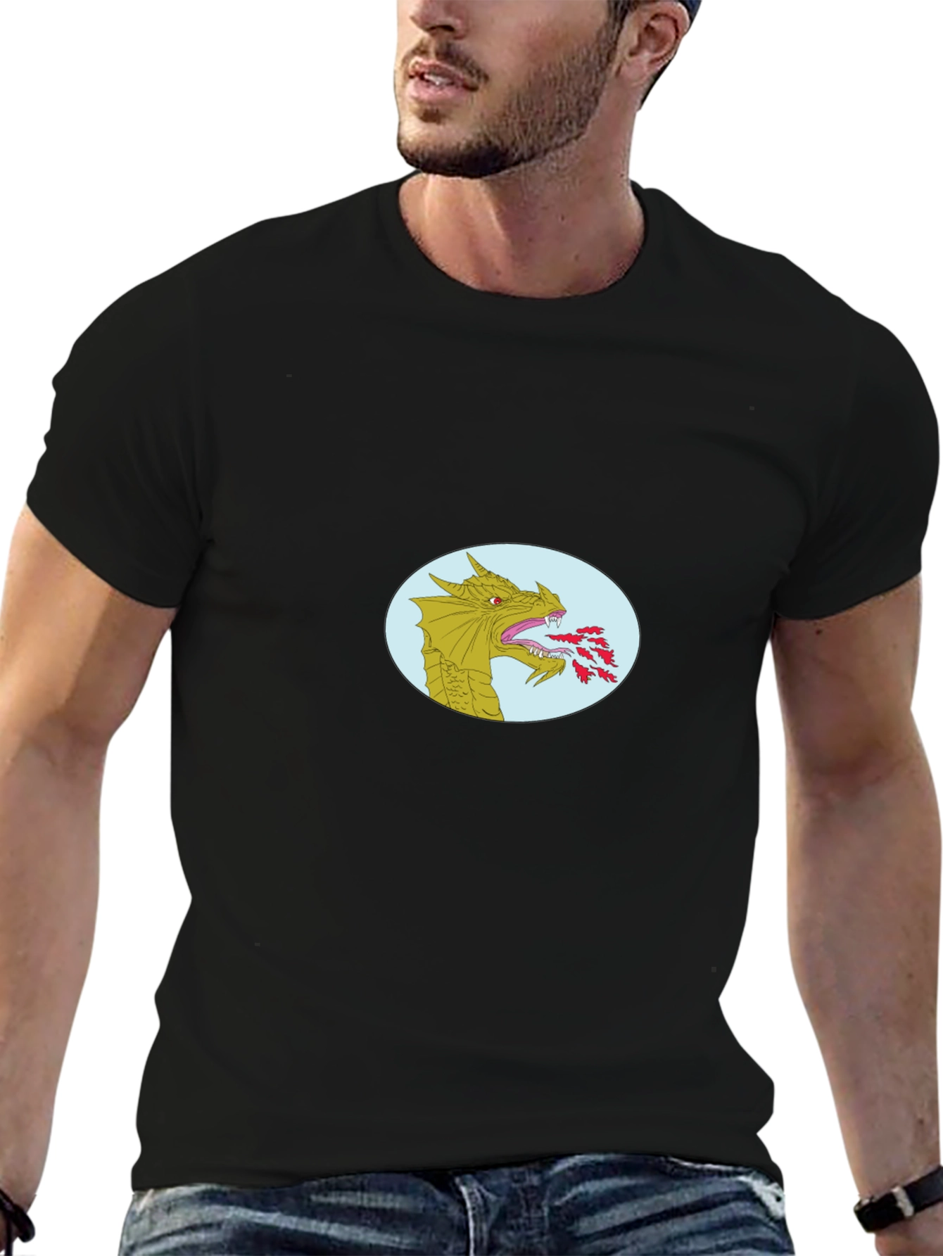 Dragon Fire T-Shirt - Black Cotton Blend