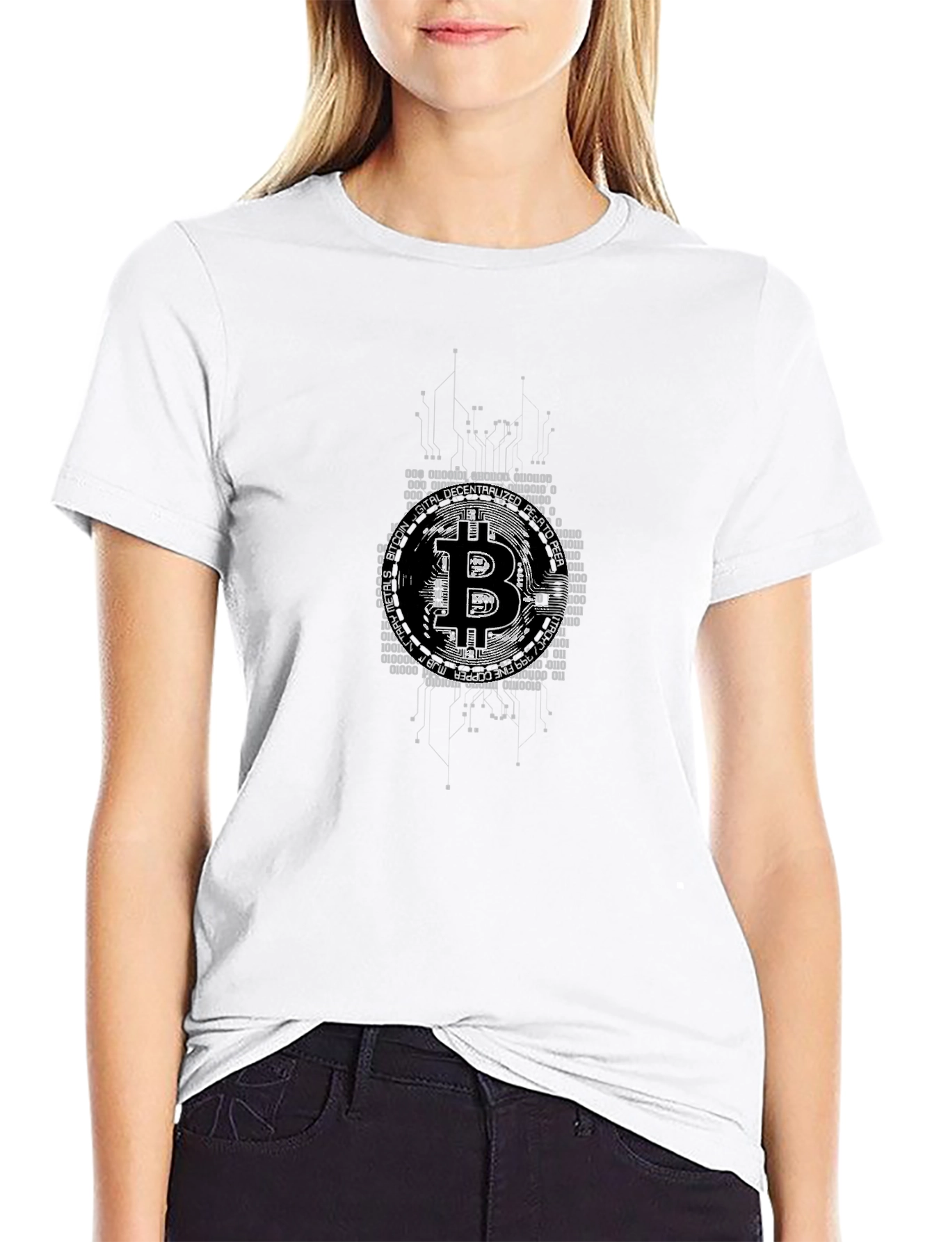 Bitcoin Digital Code Graphic Black T-Shirt