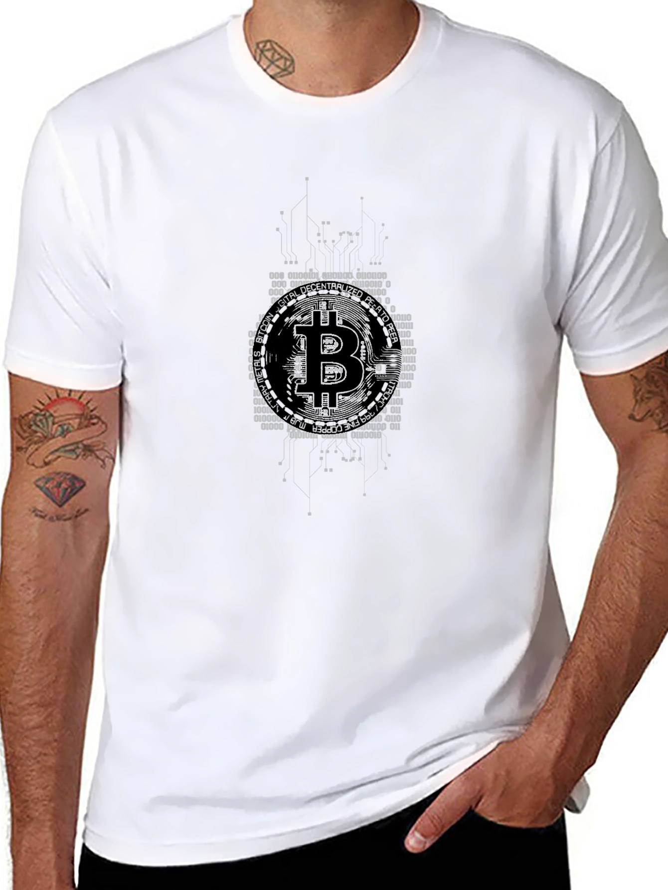 Bitcoin Digital Code Graphic Black T-Shirt