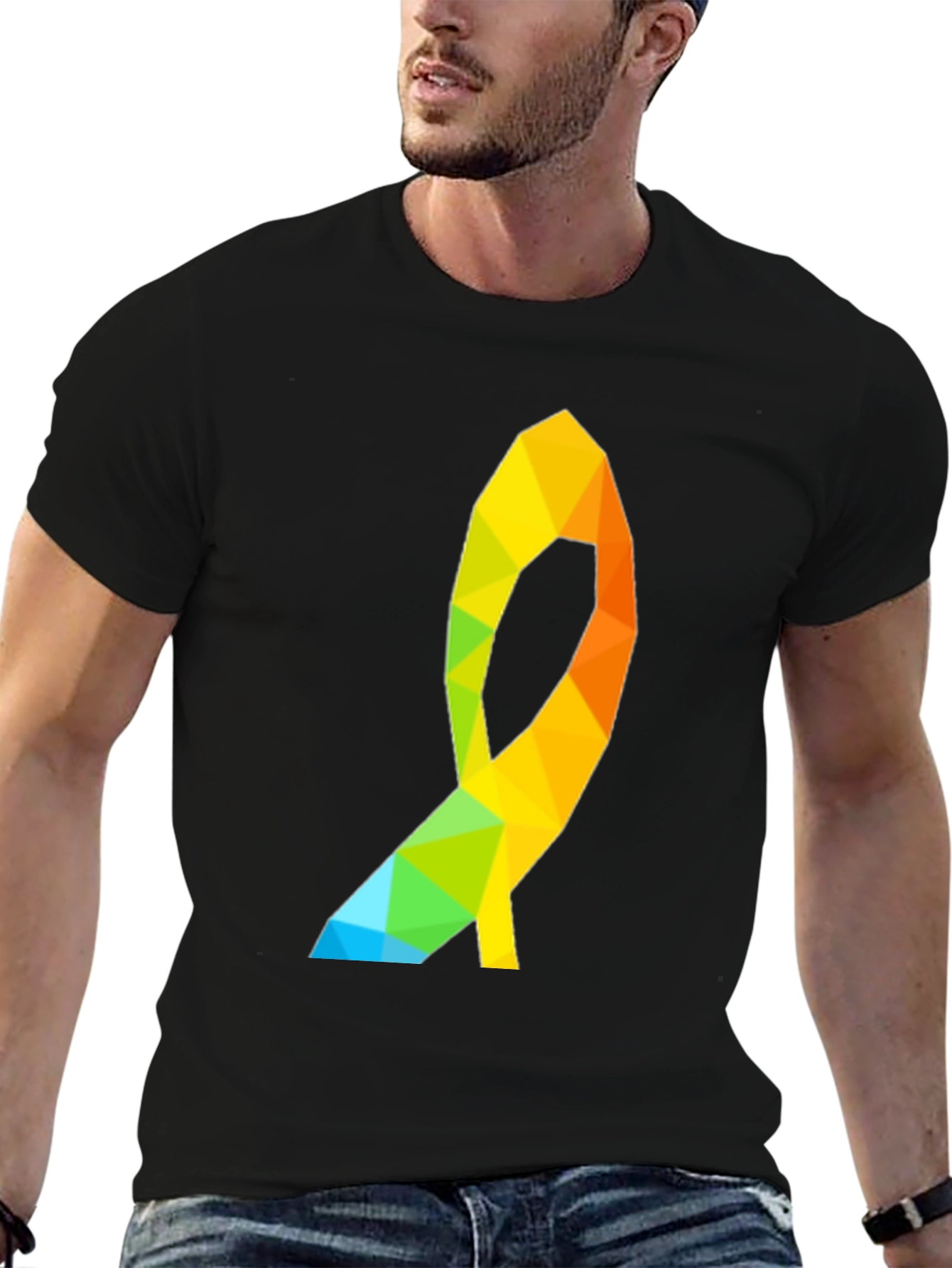 Geometric Ribbon Graphic Tee - Modern Casual Style