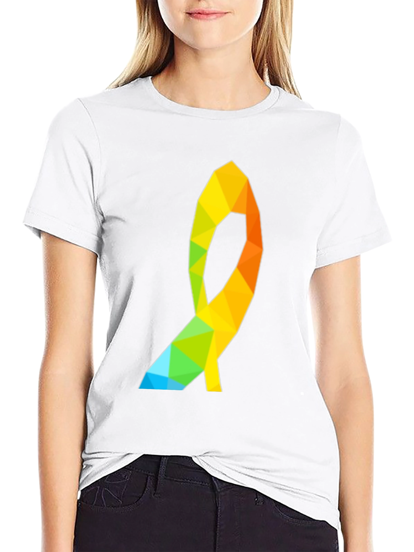 Geometric Ribbon Graphic Tee - Modern Casual Style
