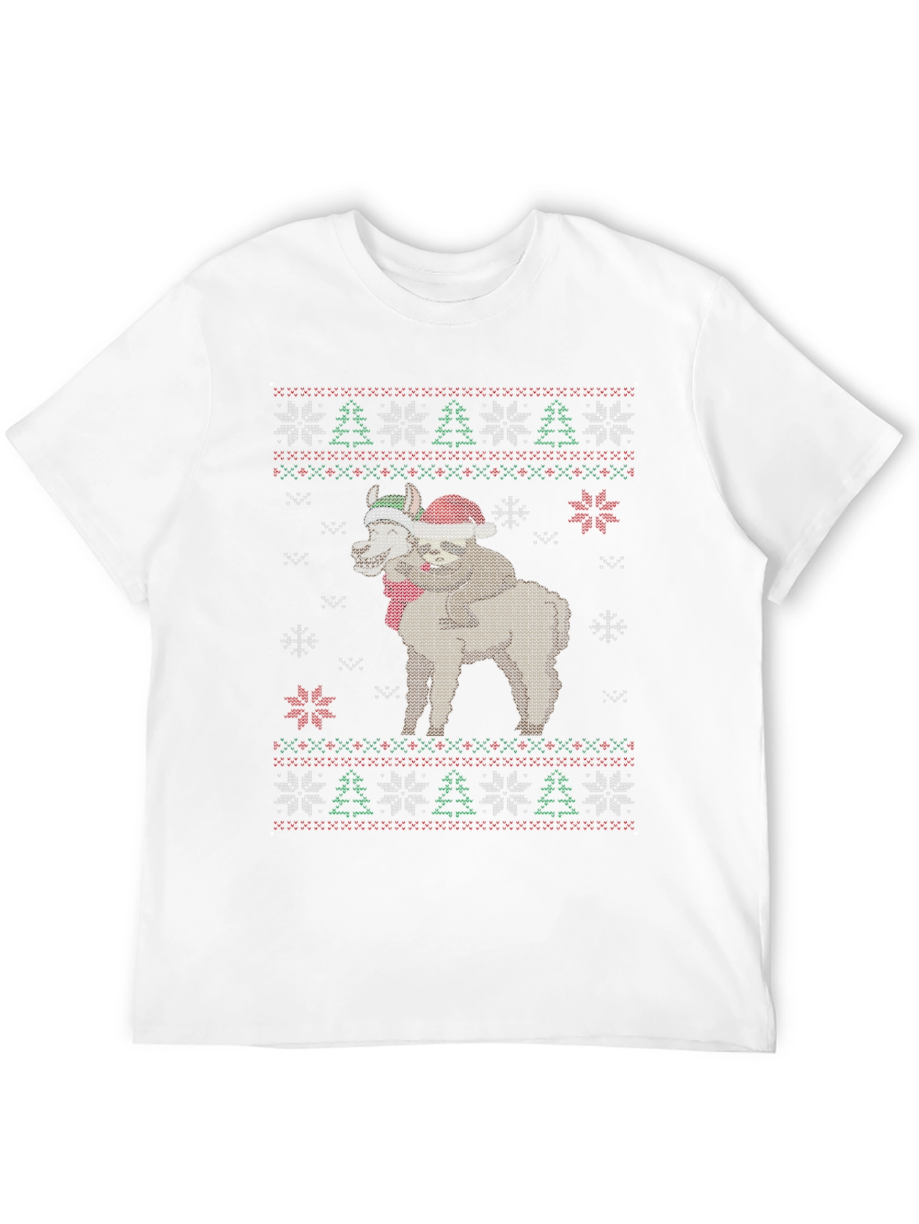 Christmas Sloth Alpaca Ugly Sweater Graphic T-Shirt