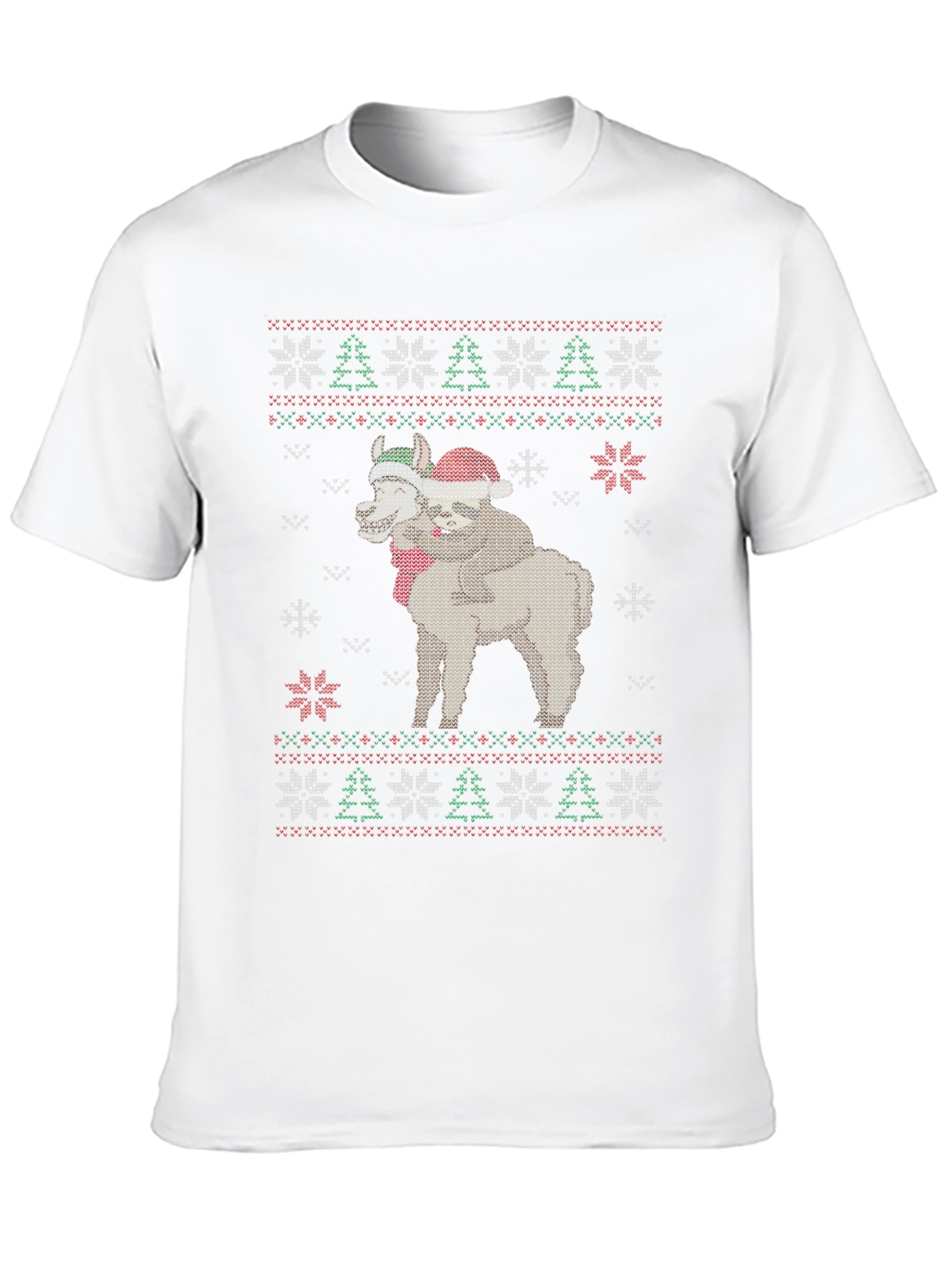 Christmas Sloth Alpaca Ugly Sweater Graphic T-Shirt
