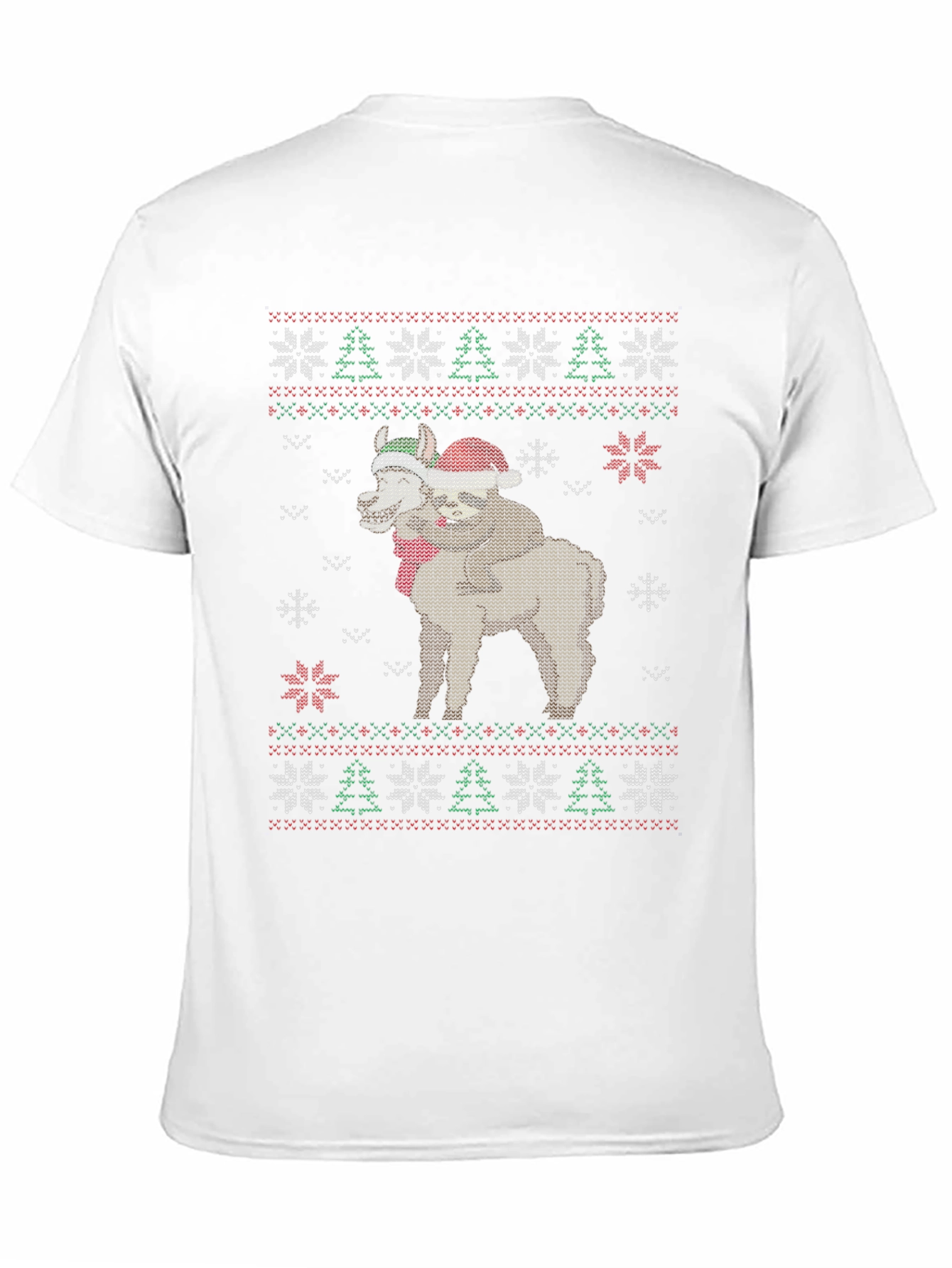 Christmas Sloth Alpaca Ugly Sweater Graphic T-Shirt