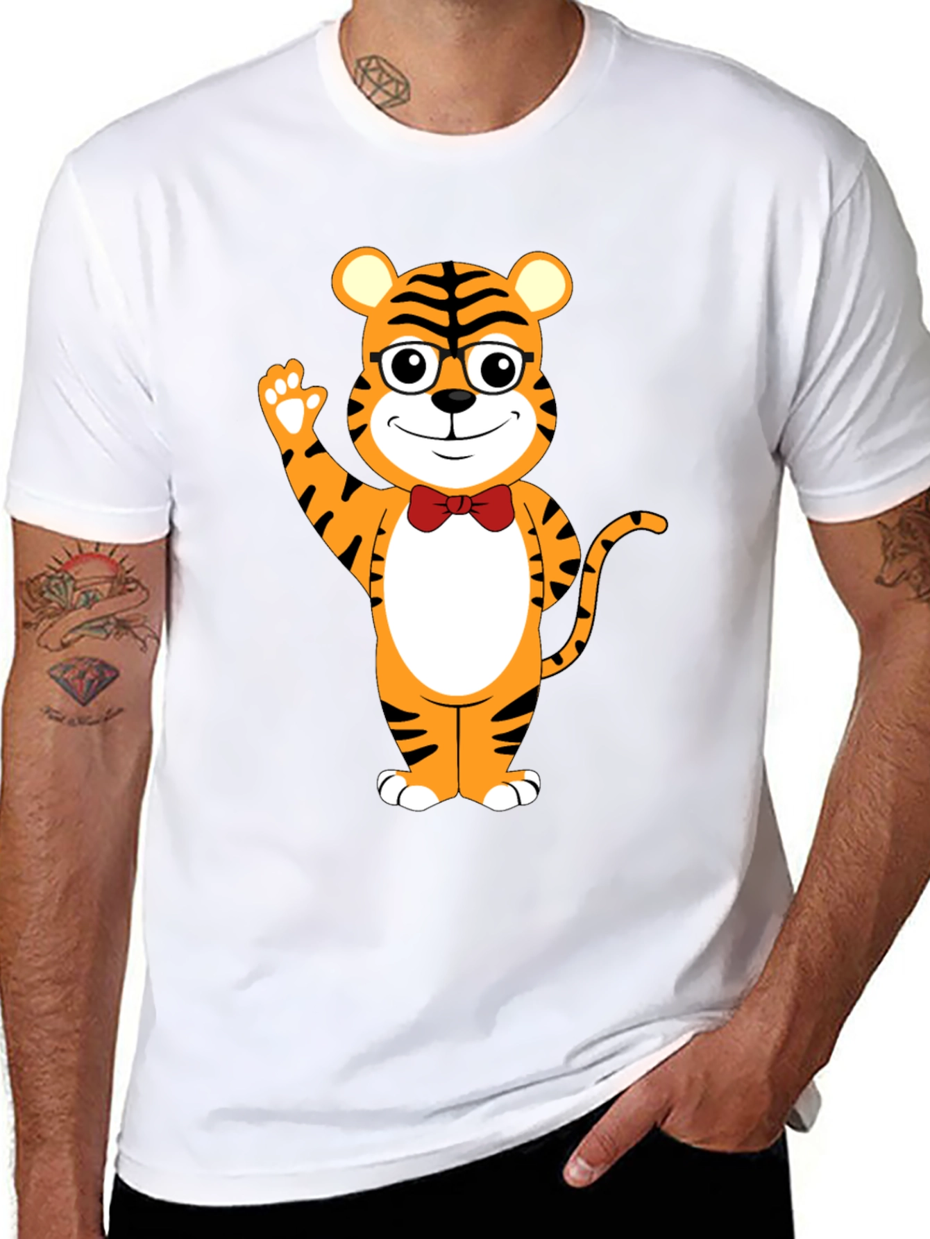 Tiger Cartoon Graphic Black T-Shirt