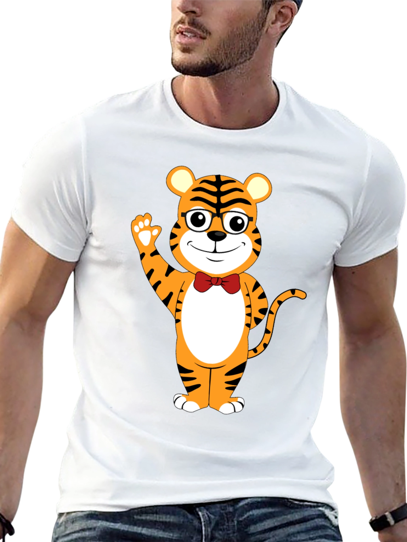 Tiger Cartoon Graphic Black T-Shirt