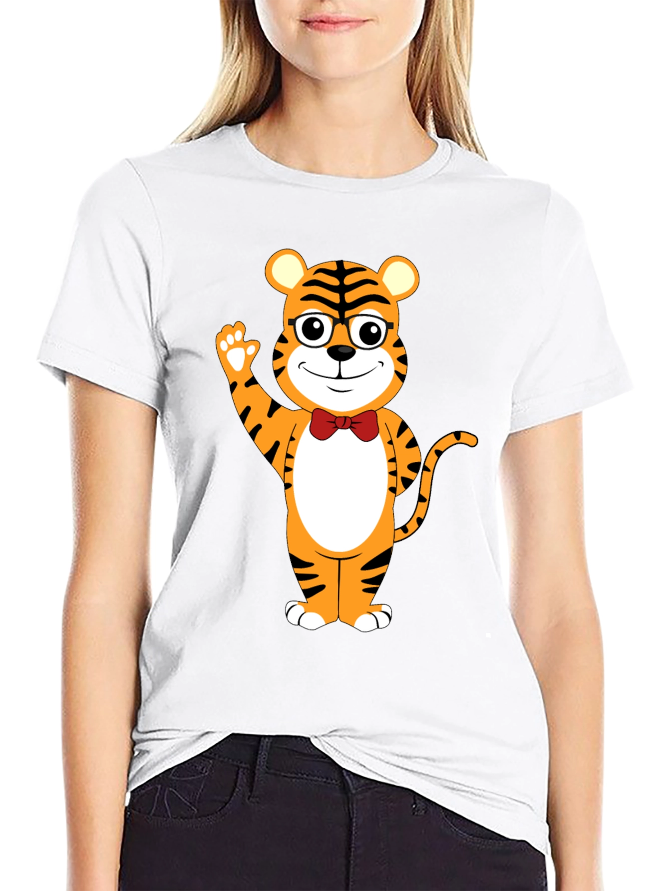 Tiger Cartoon Graphic Black T-Shirt