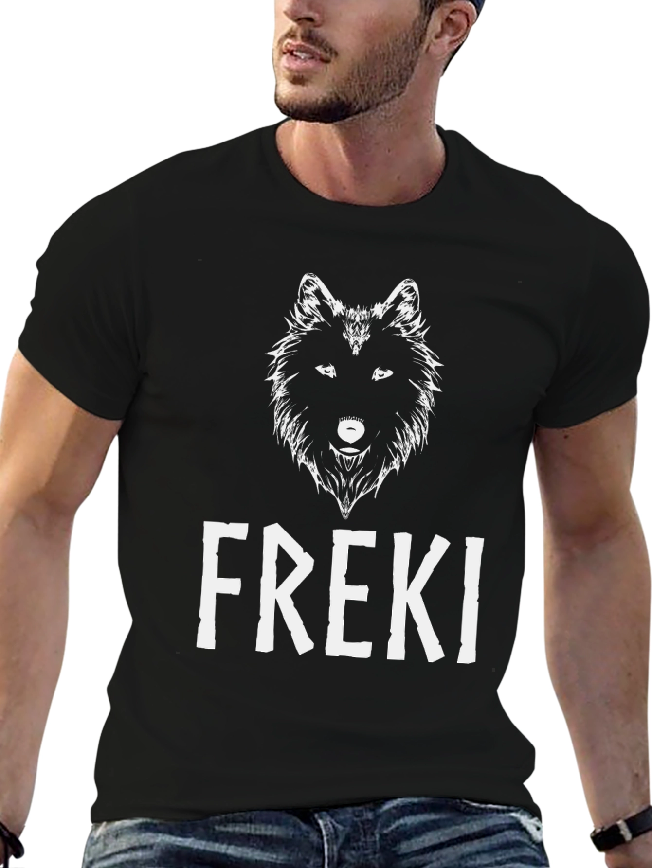 Freki Wolf Graphic T-Shirt - Viking Inspired Design