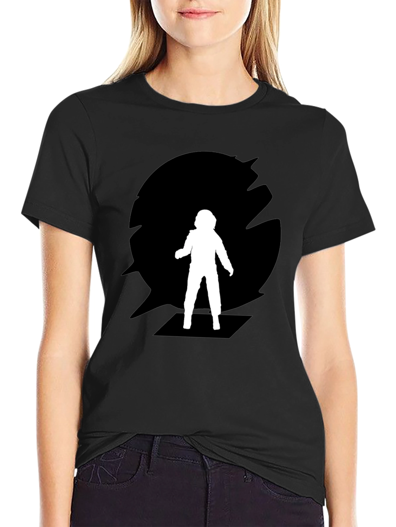Astronaut Silhouette Black Crew Neck T-Shirt