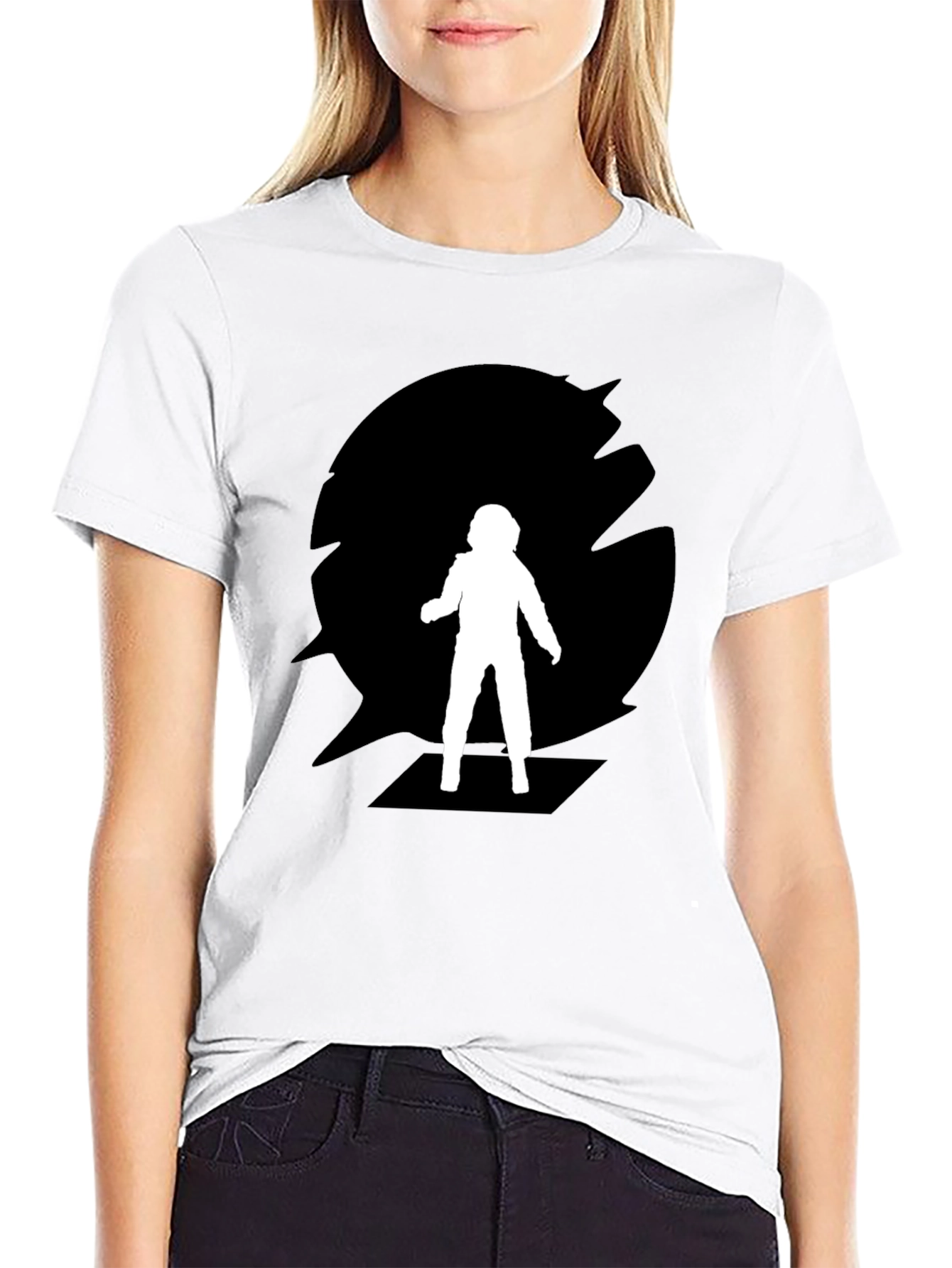 Astronaut Silhouette Black Crew Neck T-Shirt