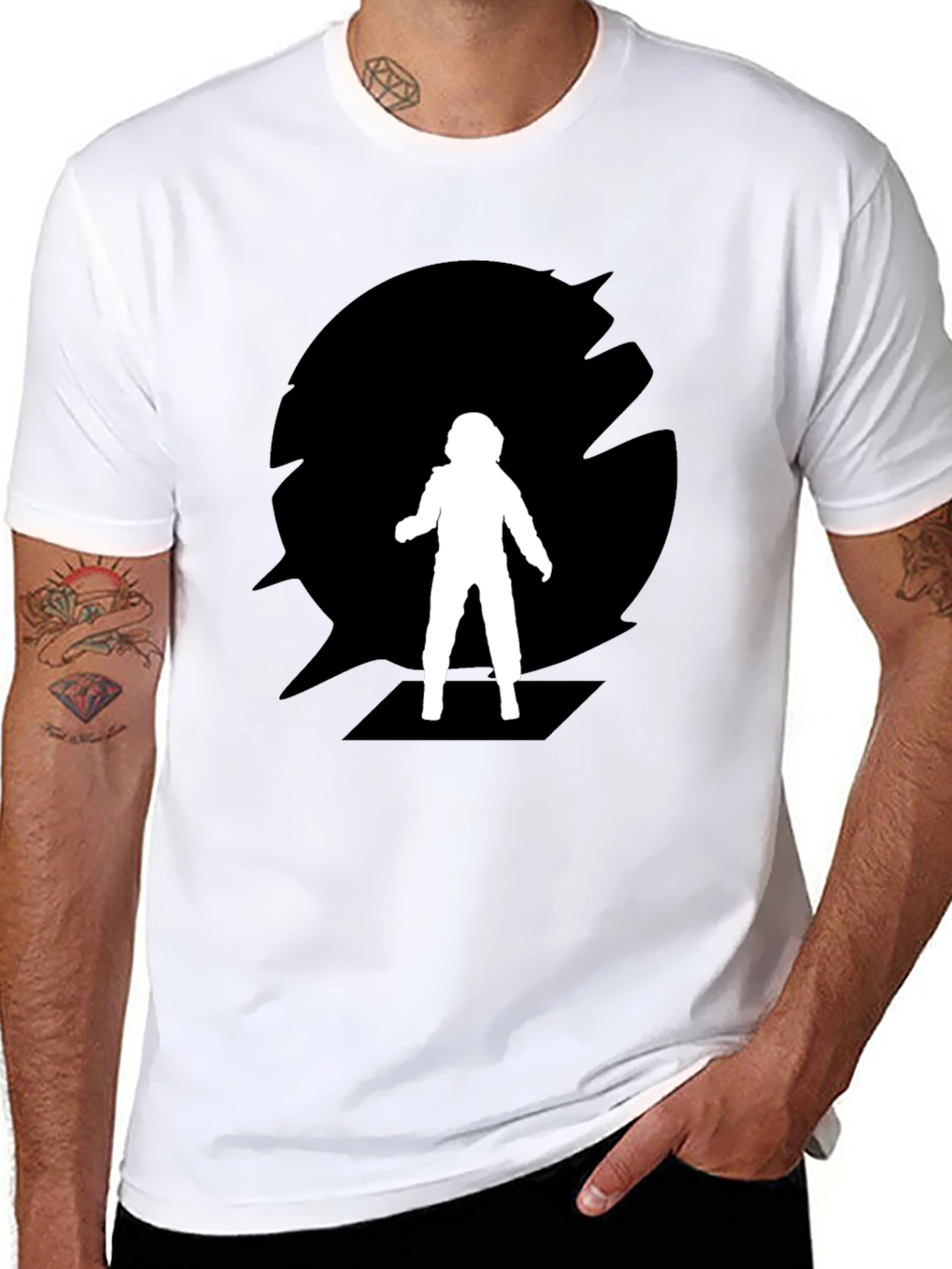 Astronaut Silhouette Black Crew Neck T-Shirt