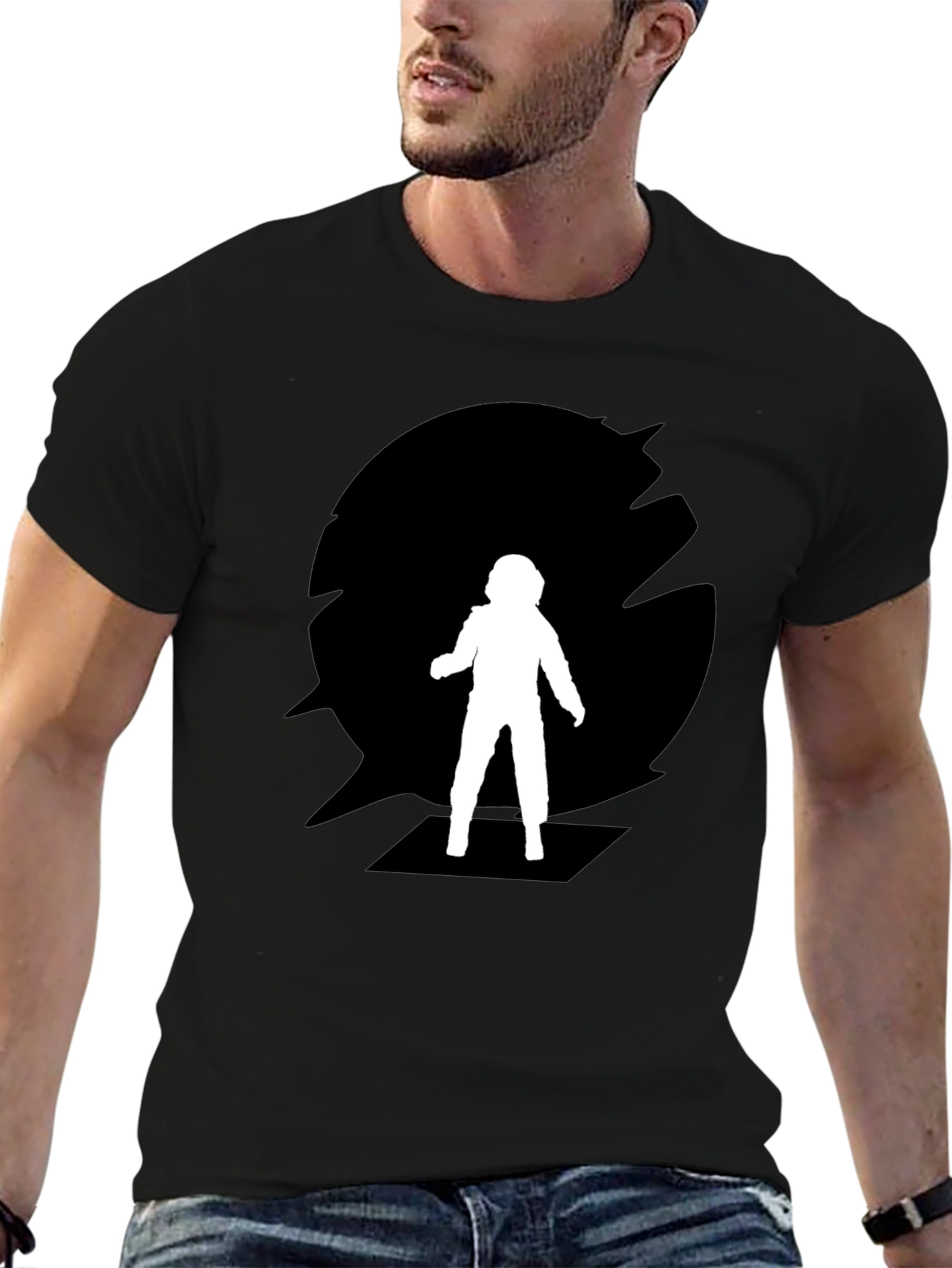 Astronaut Silhouette Black Crew Neck T-Shirt