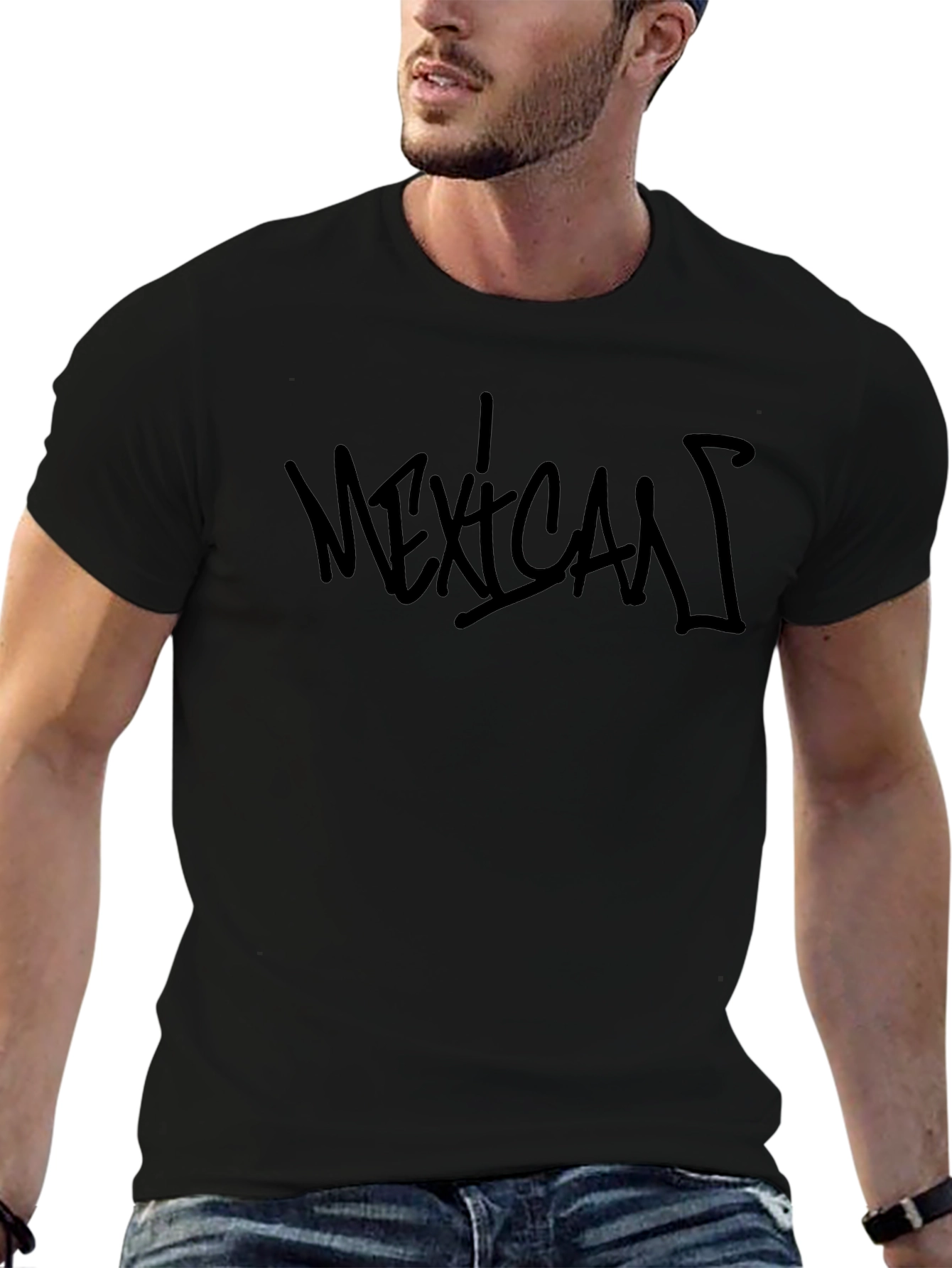 Mens Black Mexican Graphic T-Shirt