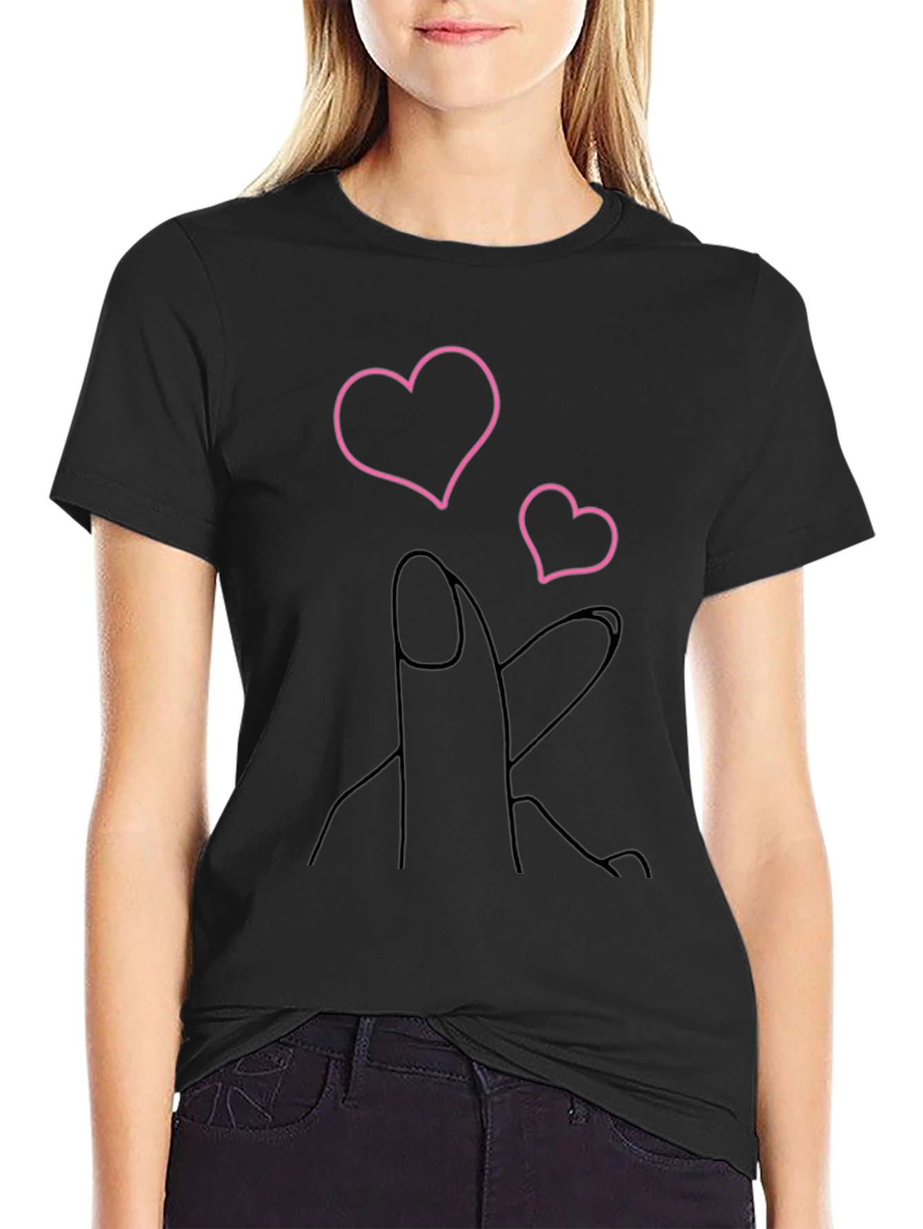 Heart Fingers Graphic Tee - Stylish & Trendy