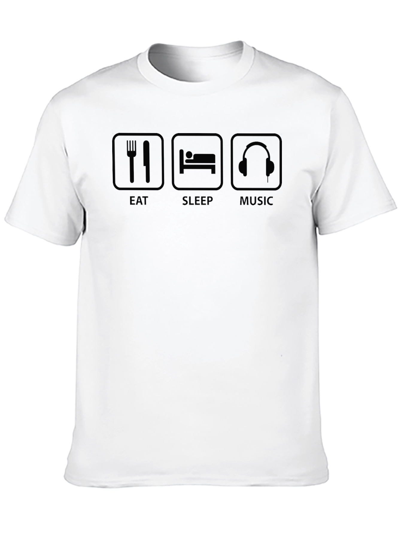 Eat Sleep Music Graphic Tee - Black Cotton T-Shirt