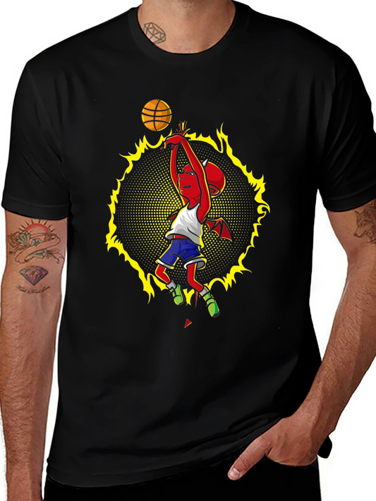 Fiery Devil Basketball Graphic Tee