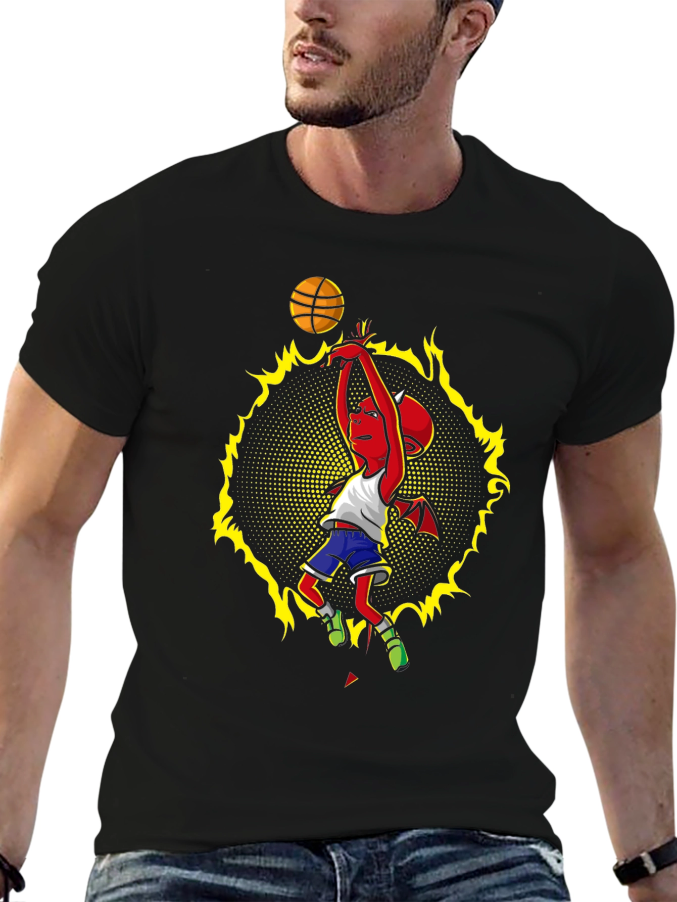 Fiery Devil Basketball Graphic Tee