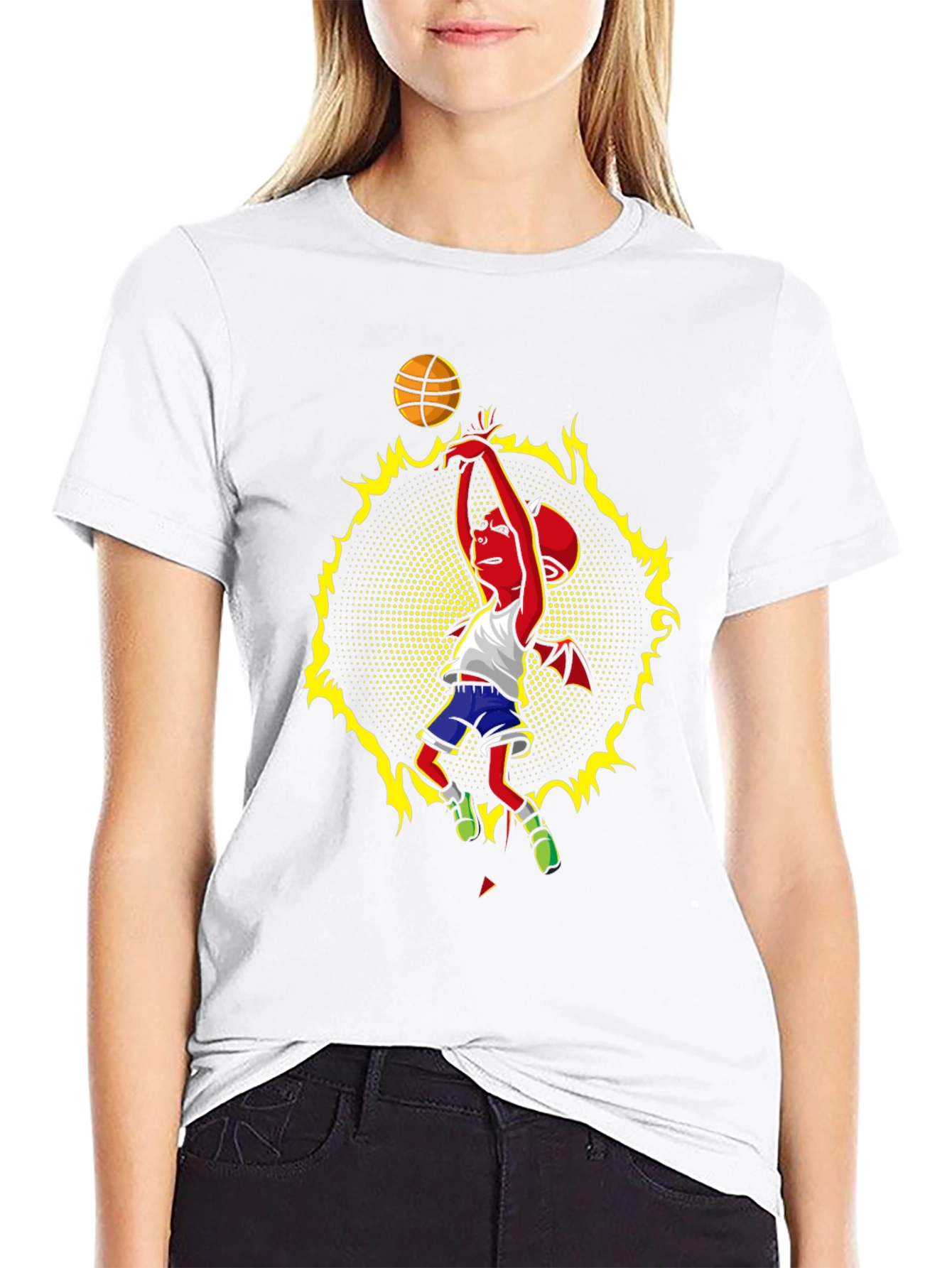 Fiery Devil Basketball Graphic Tee