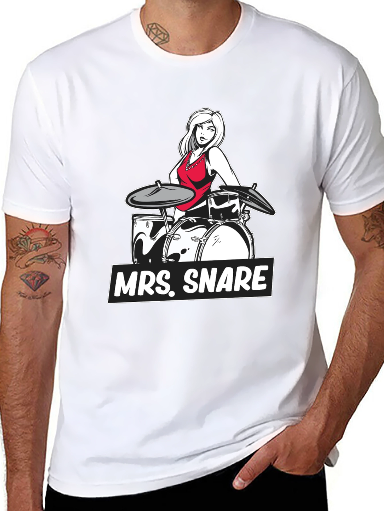 Mrs. Snare Drummer Graphic Tee - Black Cotton T-Shirt