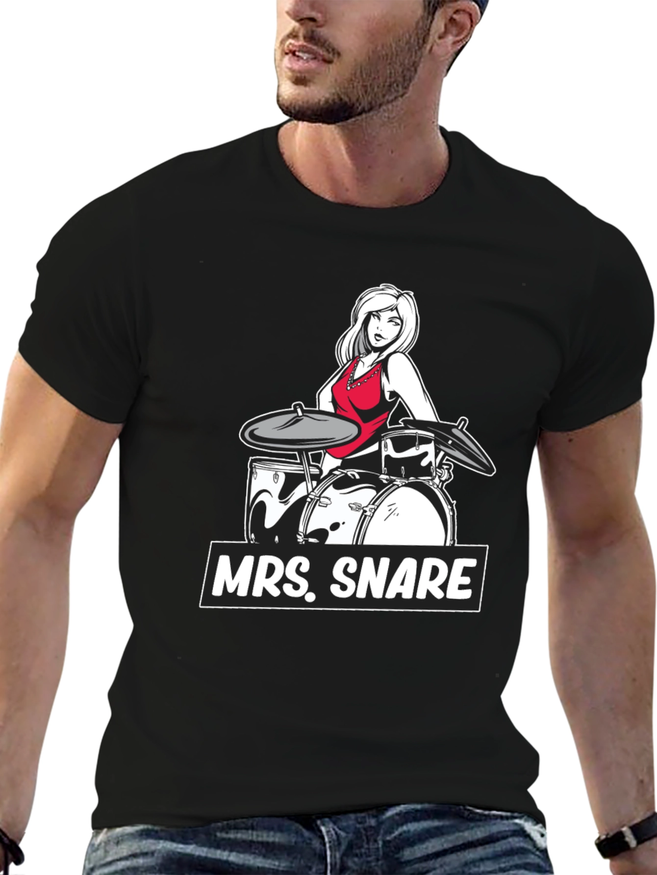 Mrs. Snare Drummer Graphic Tee - Black Cotton T-Shirt