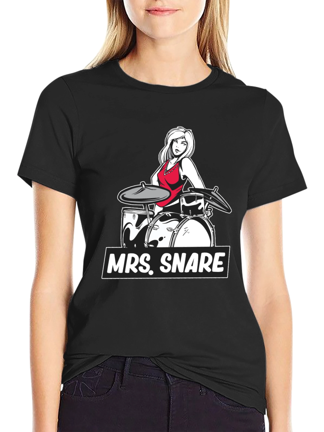 Mrs. Snare Drummer Graphic Tee - Black Cotton T-Shirt