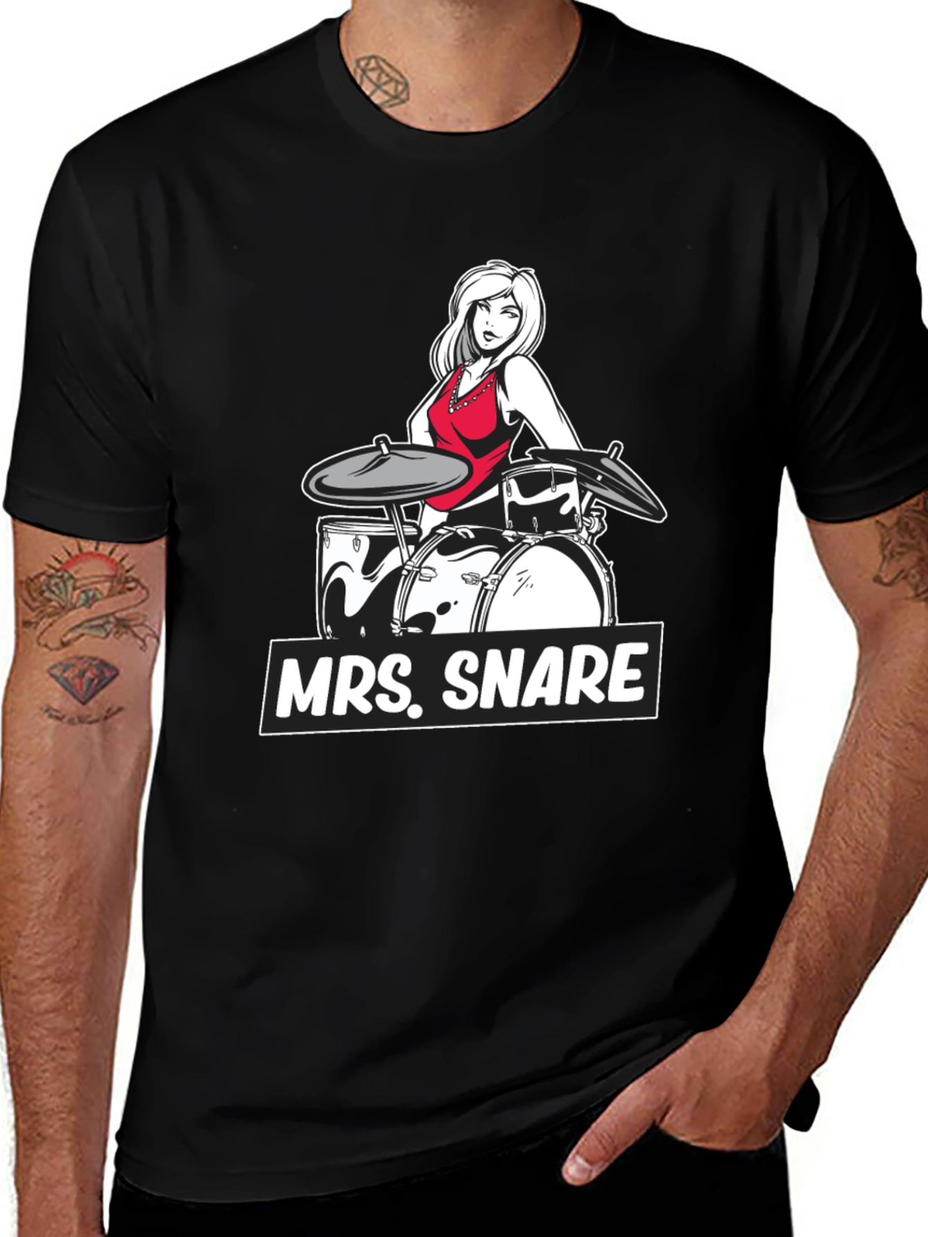 Mrs. Snare Drummer Graphic Tee - Black Cotton T-Shirt