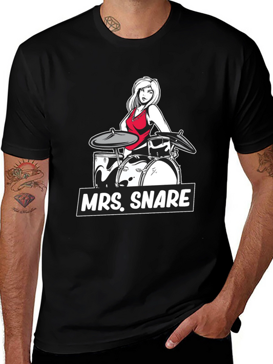 Mrs. Snare Drummer Graphic Tee - Black Cotton T-Shirt