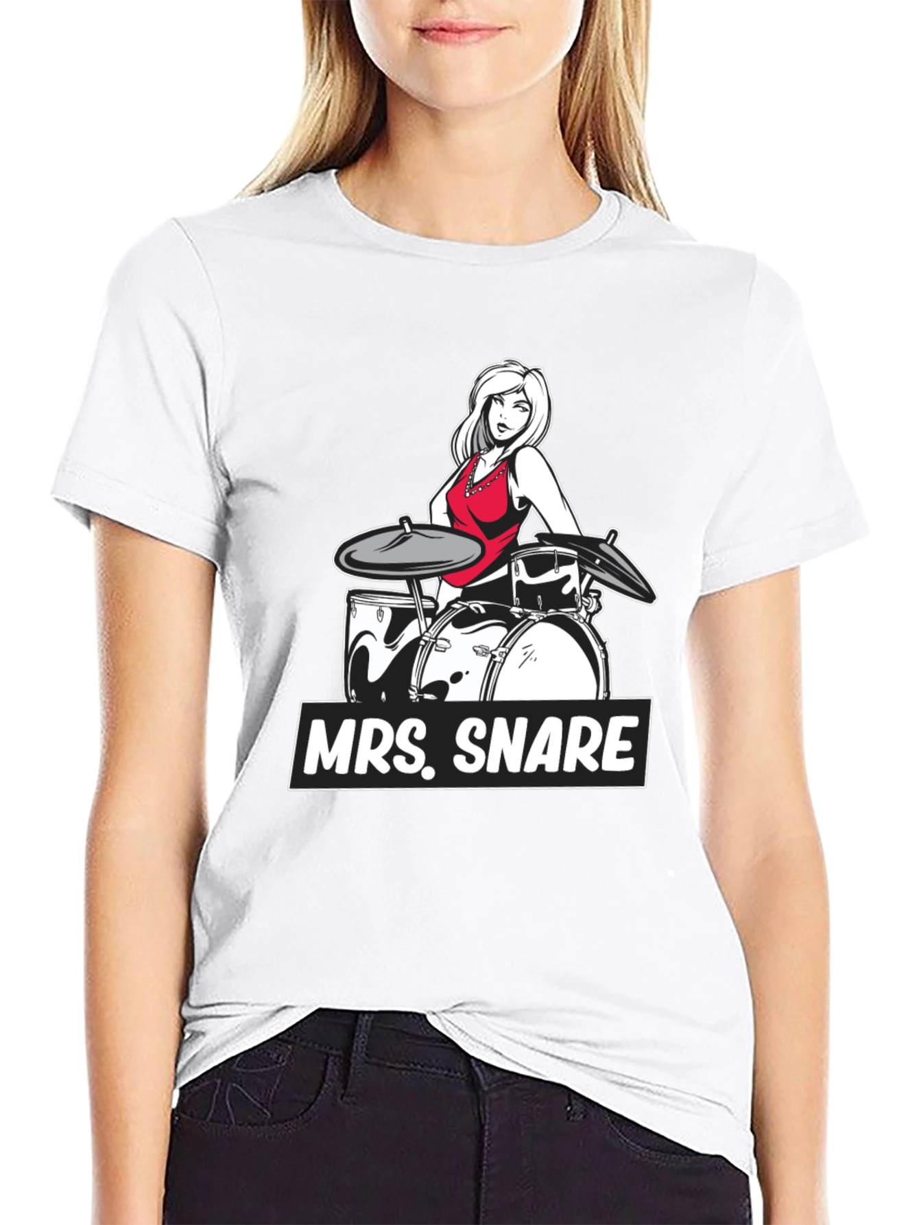 Mrs. Snare Drummer Graphic Tee - Black Cotton T-Shirt