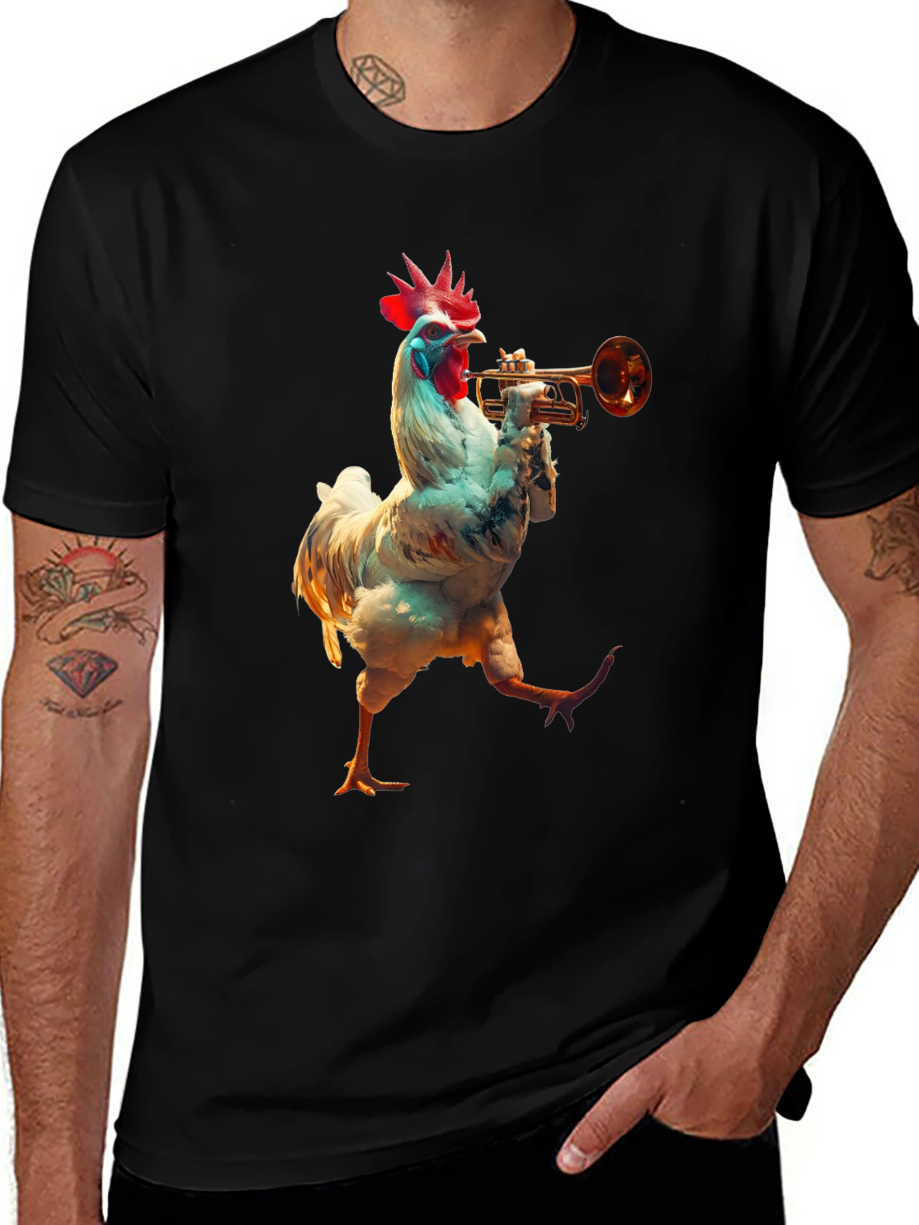 Chicken Trumpet Player Graphic Tee