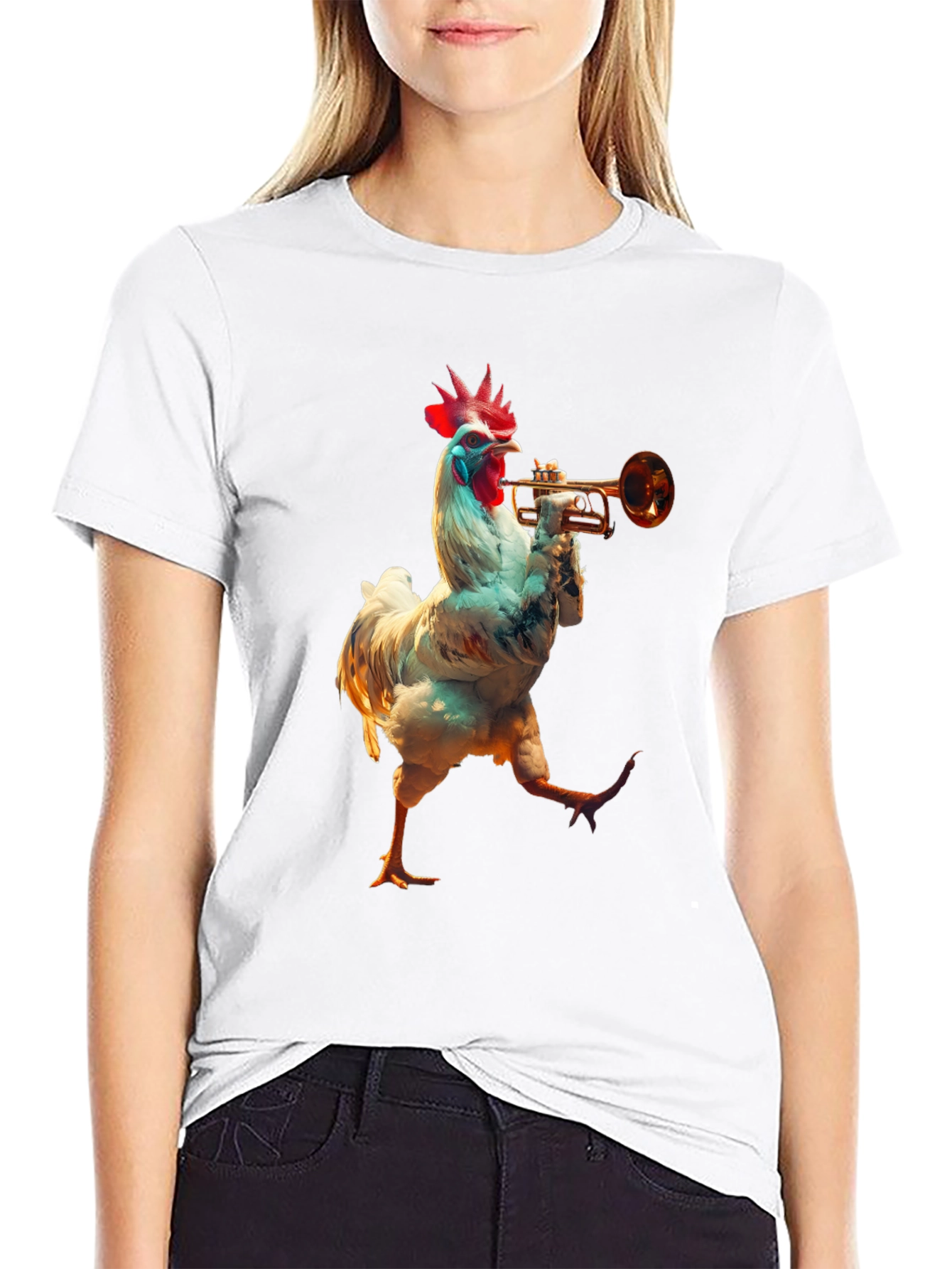 Chicken Trumpet Player Graphic Tee