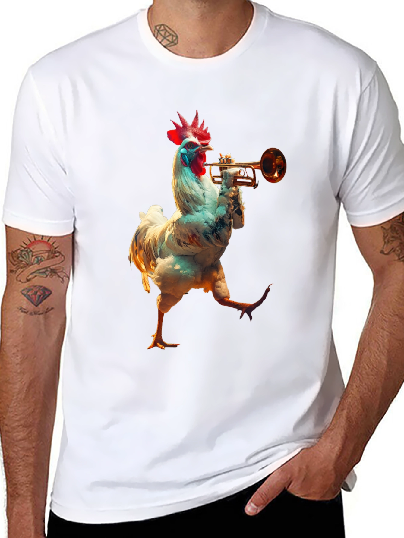 Chicken Trumpet Player Graphic Tee