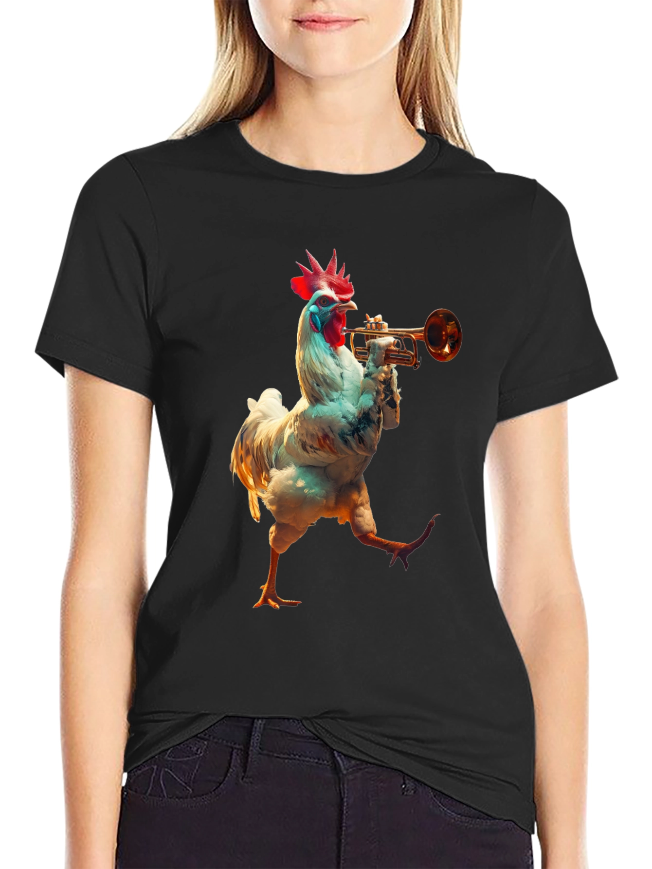 Chicken Trumpet Player Graphic Tee