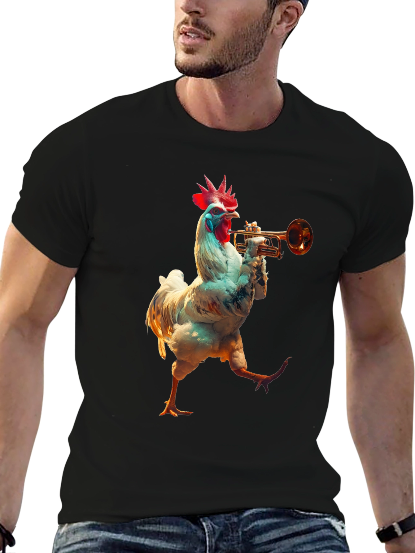 Chicken Trumpet Player Graphic Tee